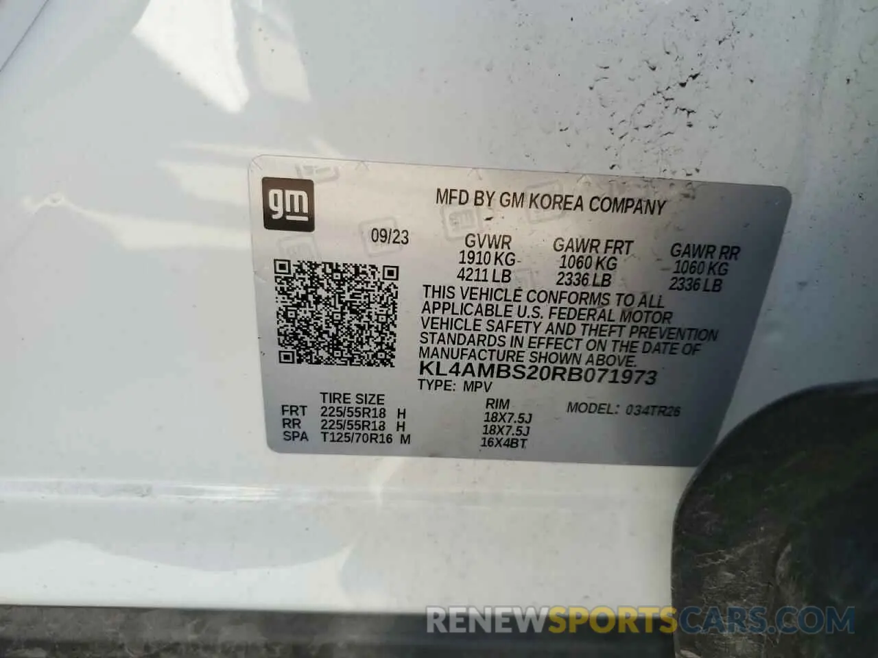 12 fotografías del automóvil dañado KL4AMBS20RB071973 BUICK ENCORE 2024