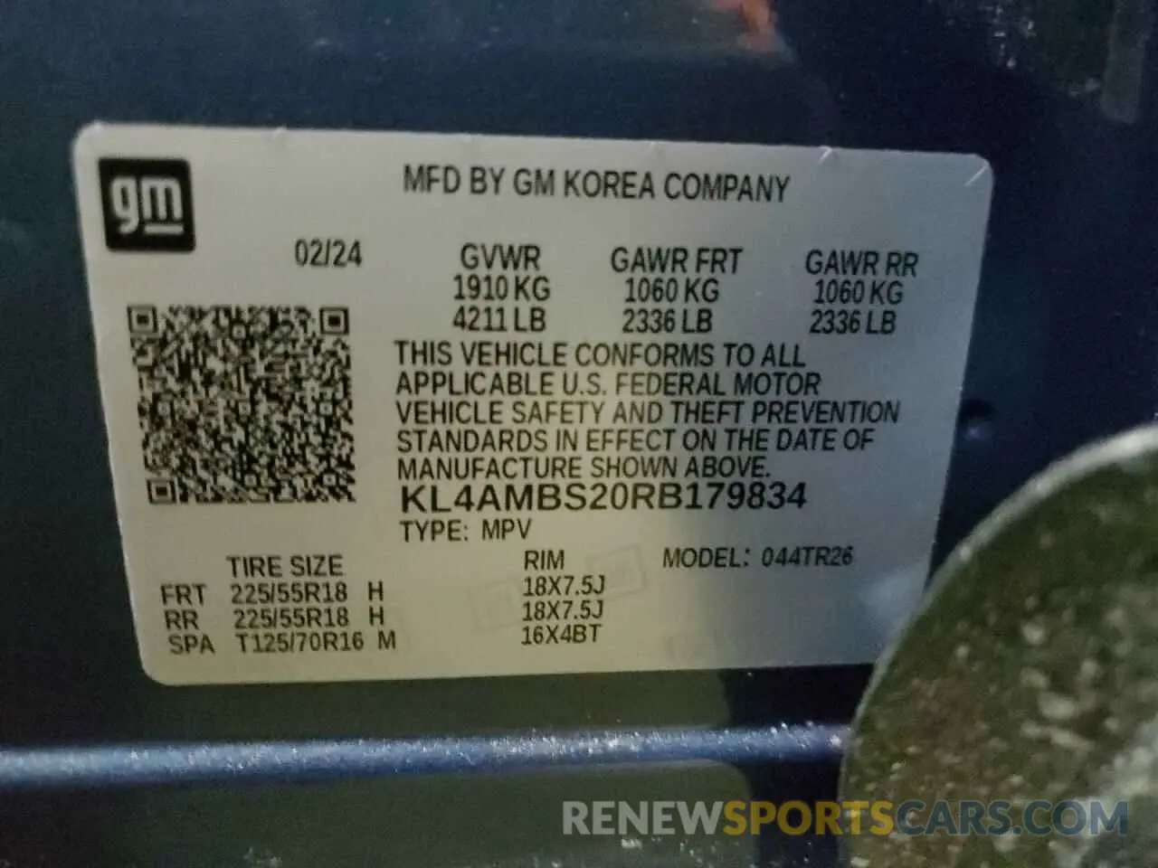 13 fotografías del automóvil dañado KL4AMBS20RB179834 BUICK ENCORE 2024