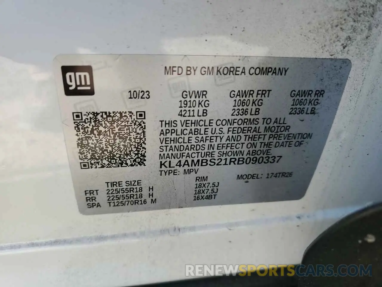 14 fotografías del automóvil dañado KL4AMBS21RB090337 BUICK ENCORE 2024