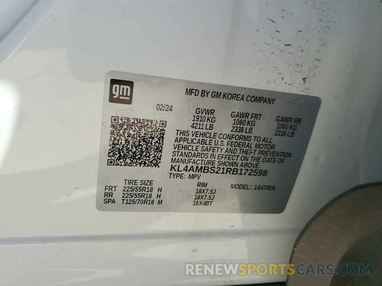 13 fotografías del automóvil dañado KL4AMBS21RB172598 BUICK ENCORE 2024