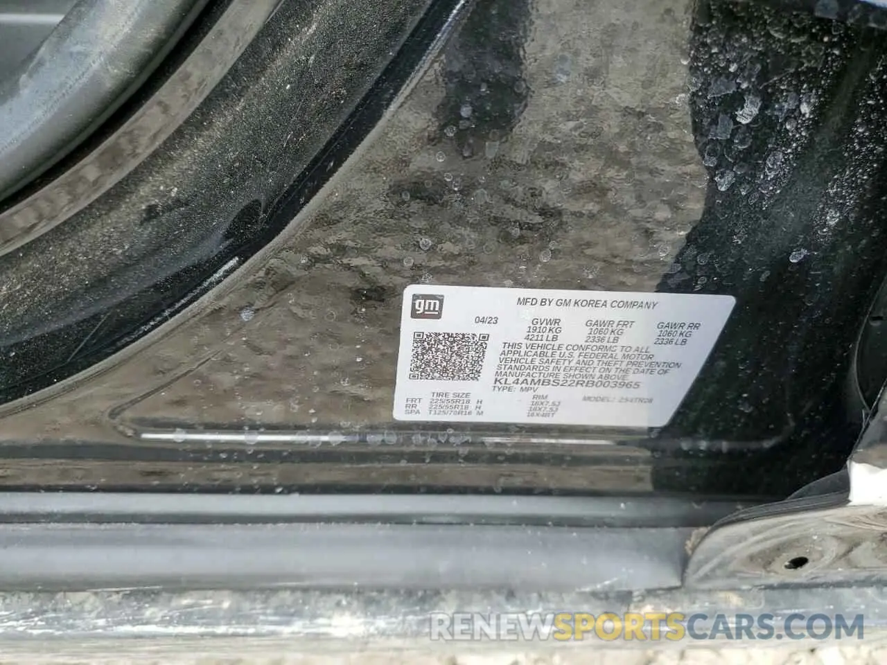15 fotografías del automóvil dañado KL4AMBS22RB003965 BUICK ENCORE 2024
