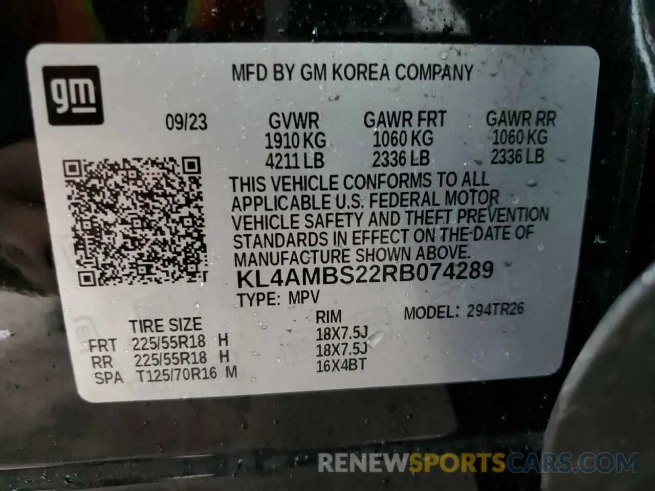 14 fotografías del automóvil dañado KL4AMBS22RB074289 BUICK ENCORE 2024