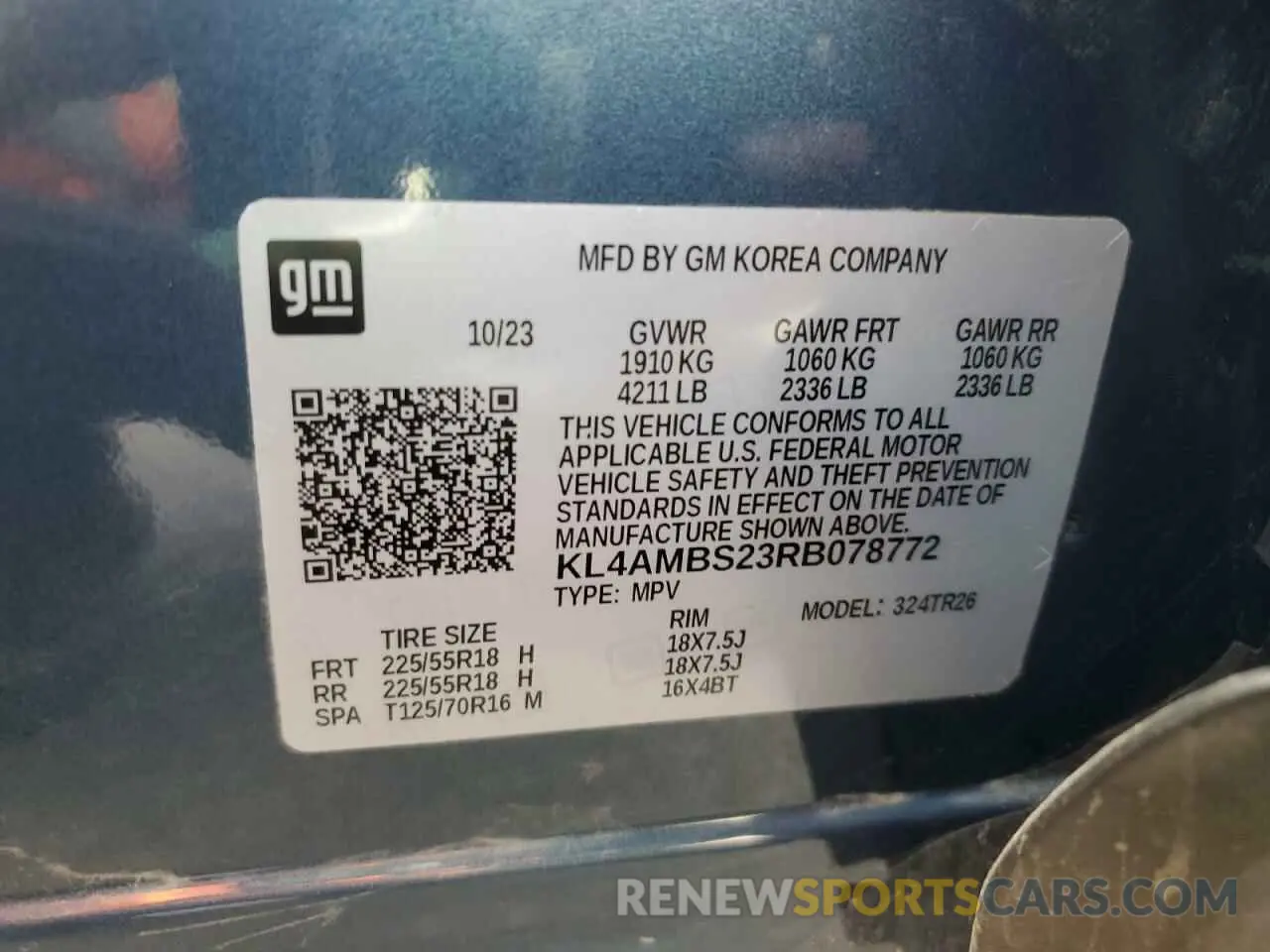 12 fotografías del automóvil dañado KL4AMBS23RB078772 BUICK ENCORE 2024
