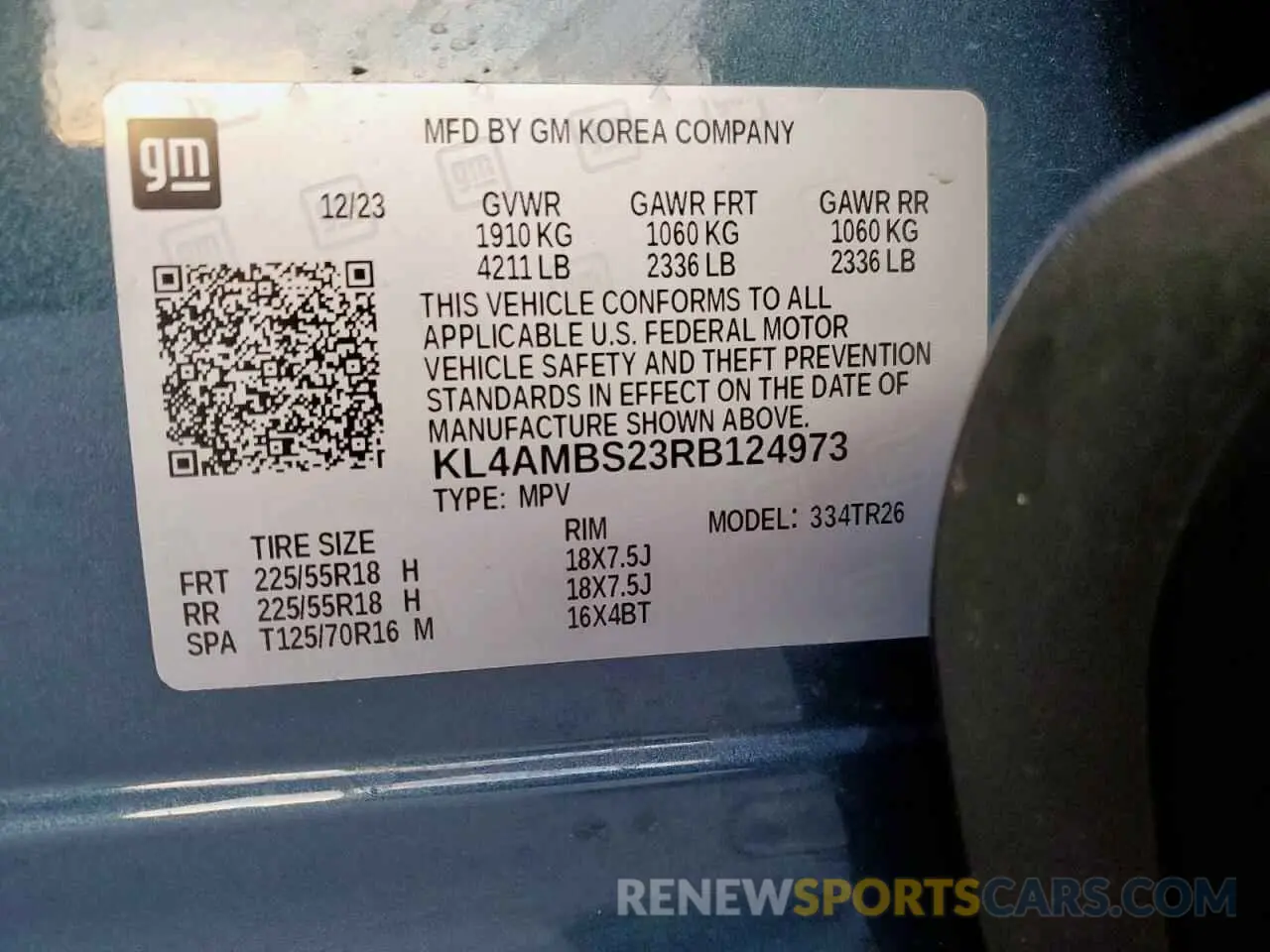 14 fotografías del automóvil dañado KL4AMBS23RB124973 BUICK ENCORE 2024