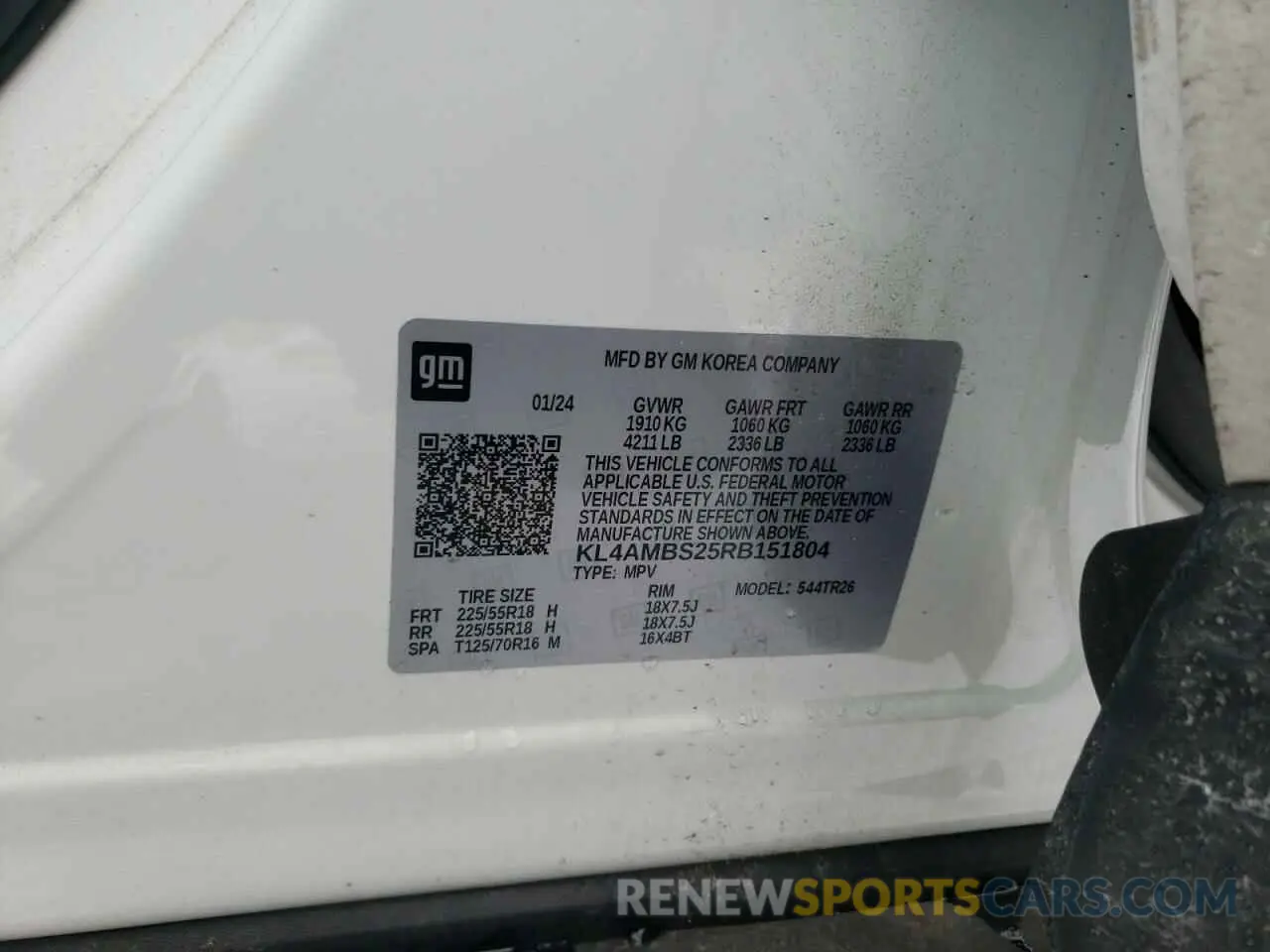 13 fotografías del automóvil dañado KL4AMBS25RB151804 BUICK ENCORE 2024