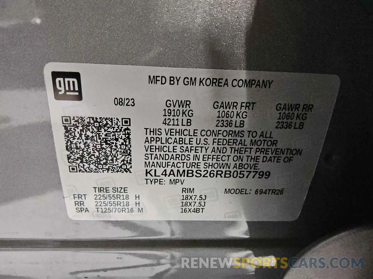 14 fotografías del automóvil dañado KL4AMBS26RB057799 BUICK ENCORE 2024