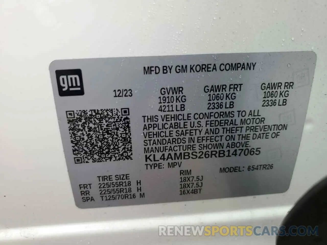 13 fotografías del automóvil dañado KL4AMBS26RB147065 BUICK ENCORE 2024
