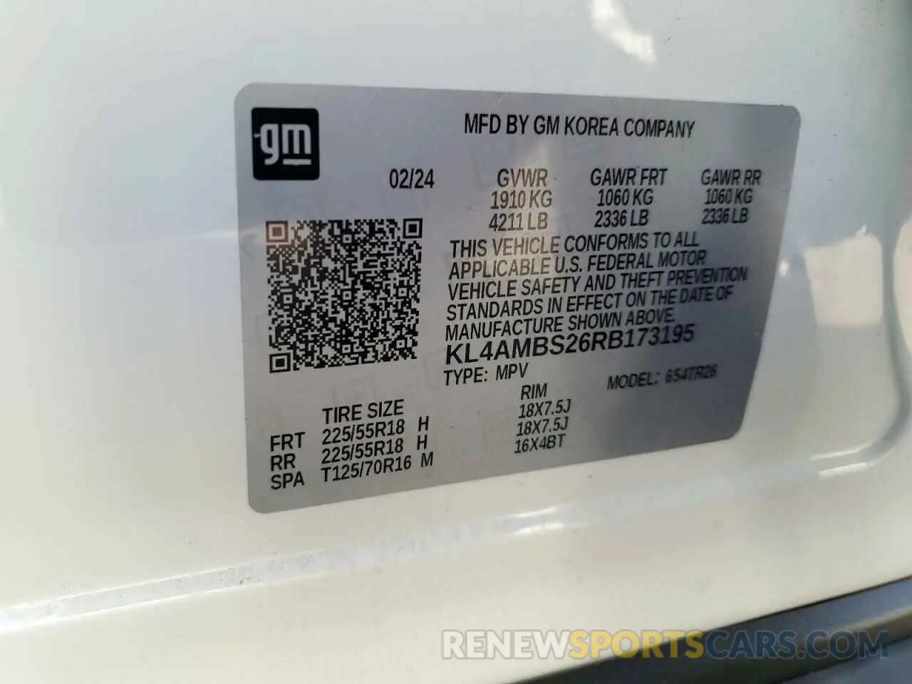 13 fotografías del automóvil dañado KL4AMBS26RB173195 BUICK ENCORE 2024