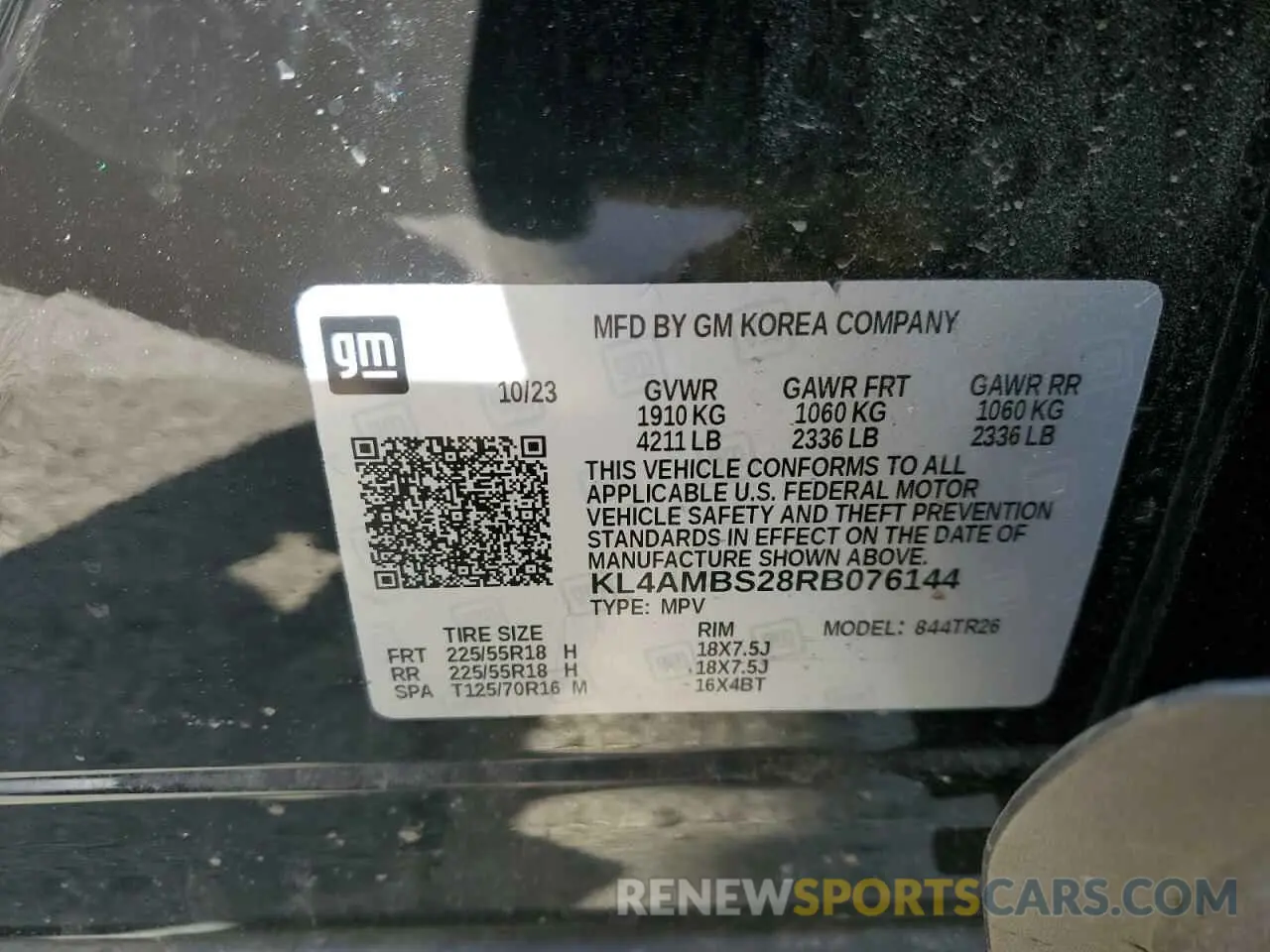 13 fotografías del automóvil dañado KL4AMBS28RB076144 BUICK ENCORE 2024