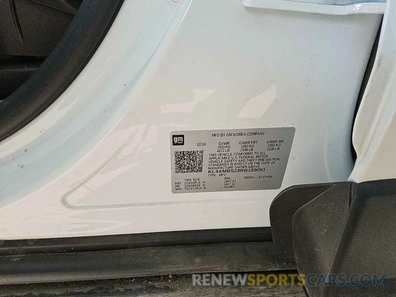 14 fotografías del automóvil dañado KL4AMBS28RB189091 BUICK ENCORE 2024