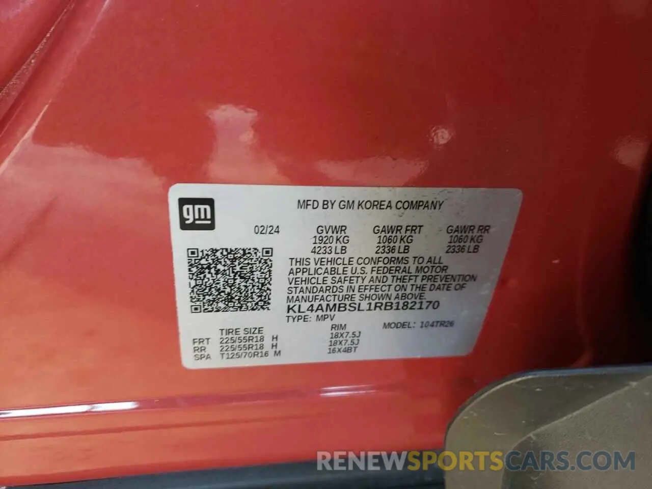 13 fotografías del automóvil dañado KL4AMBSL1RB182170 BUICK ENCORE 2024