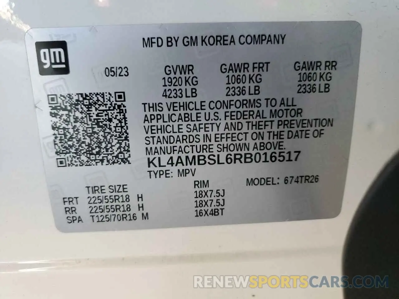 12 fotografías del automóvil dañado KL4AMBSL6RB016517 BUICK ENCORE 2024