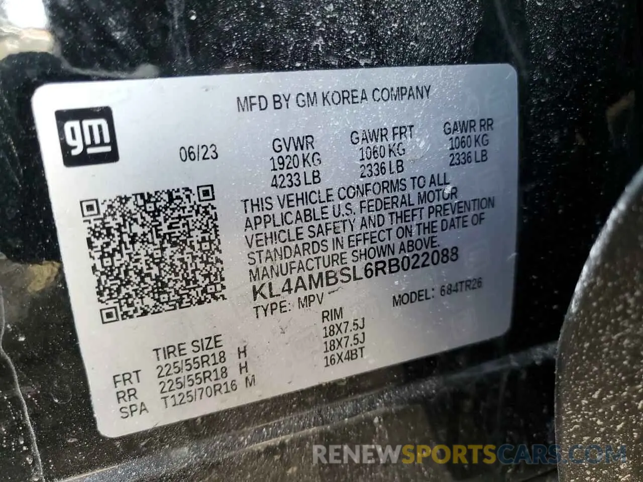 13 fotografías del automóvil dañado KL4AMBSL6RB022088 BUICK ENCORE 2024
