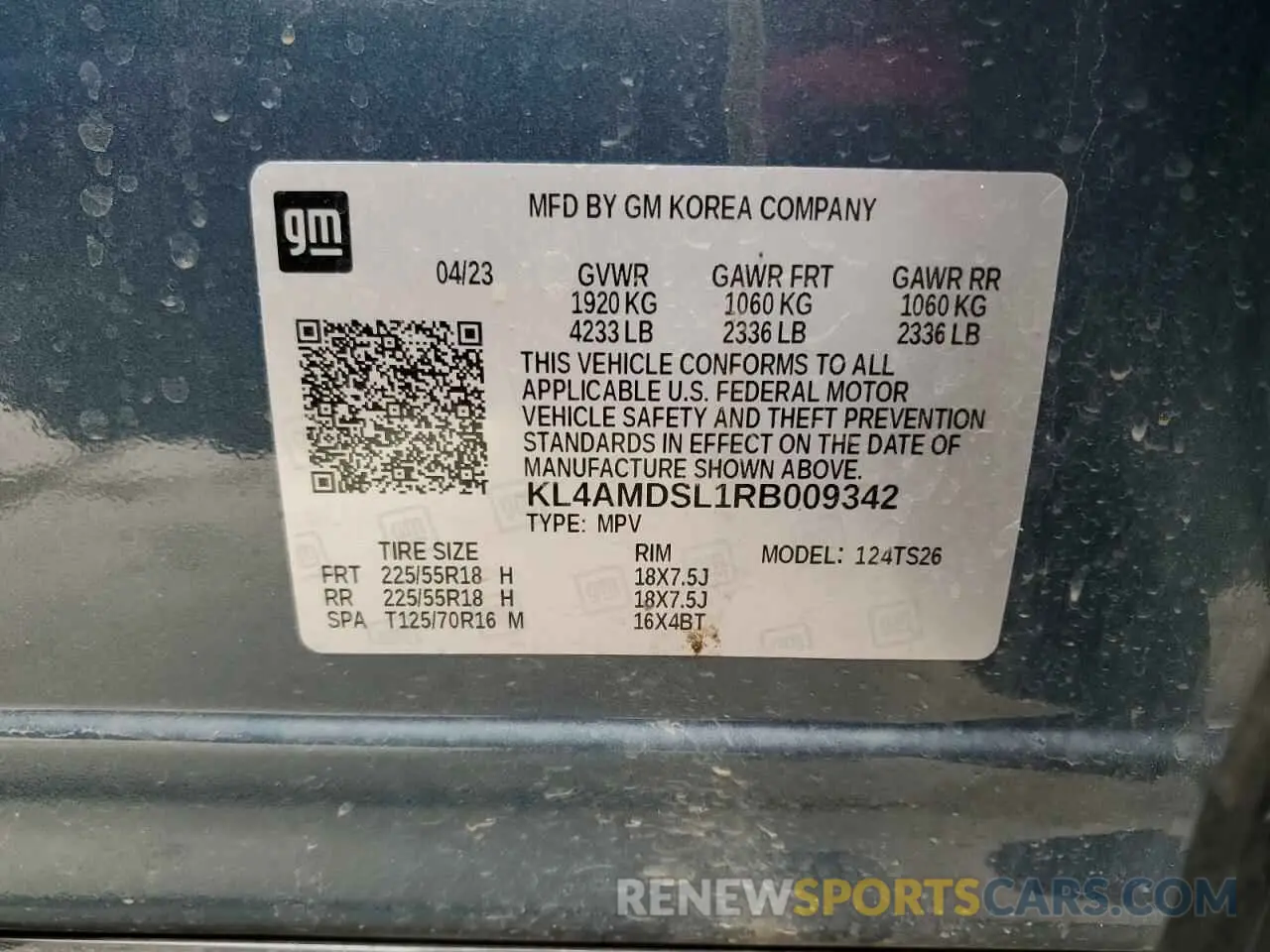 14 fotografías del automóvil dañado KL4AMDSL1RB009342 BUICK ENCORE 2024