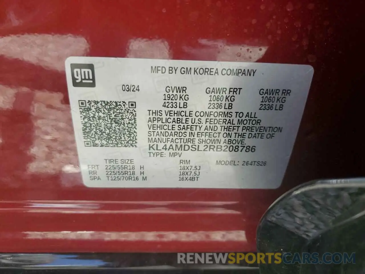 13 fotografías del automóvil dañado KL4AMDSL2RB208786 BUICK ENCORE 2024