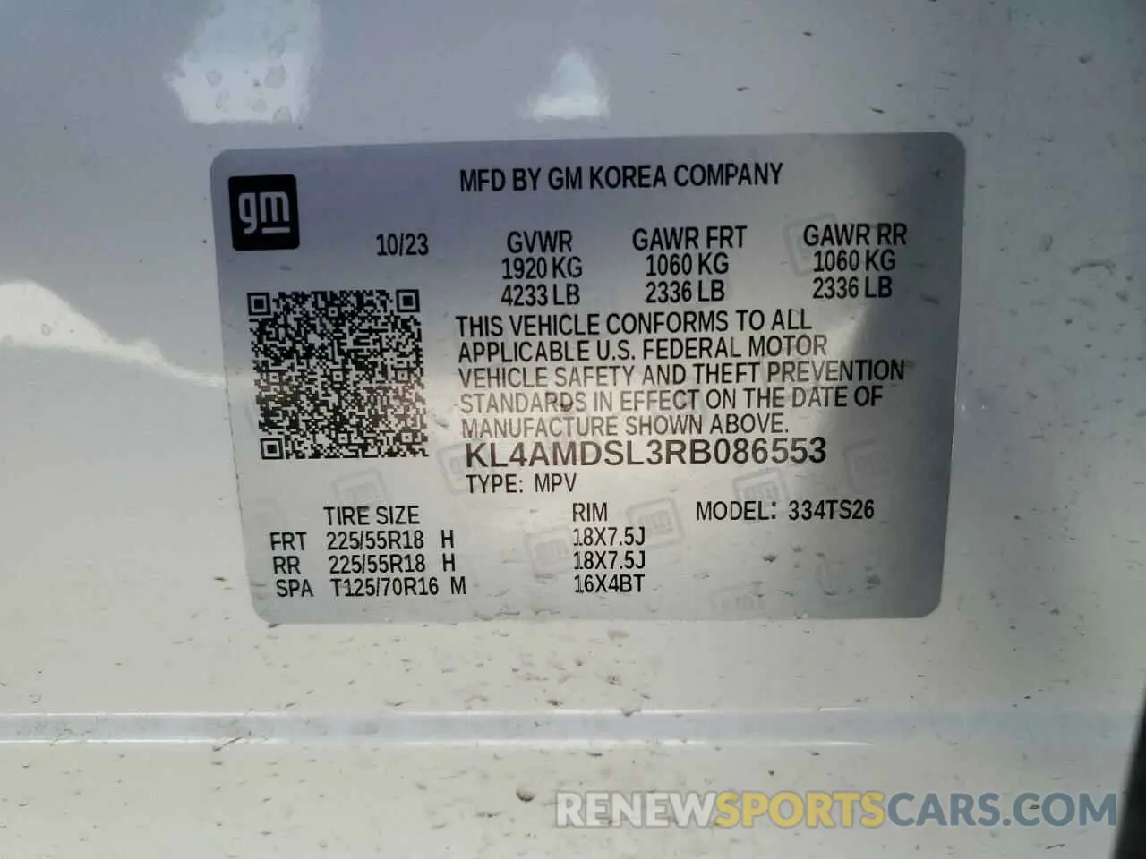 12 fotografías del automóvil dañado KL4AMDSL3RB086553 BUICK ENCORE 2024
