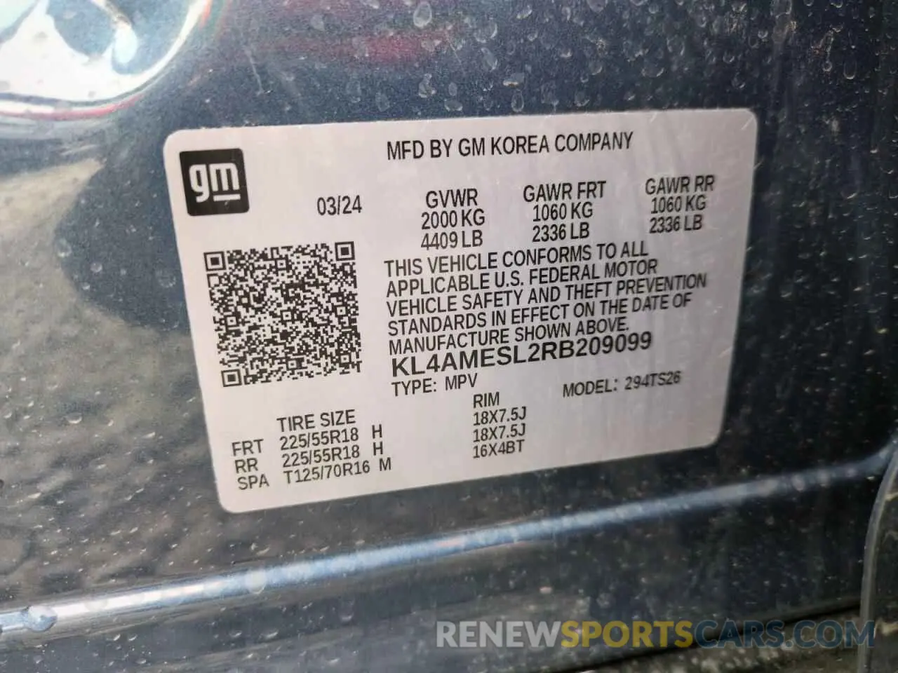 12 fotografías del automóvil dañado KL4AMESL2RB209099 BUICK ENCORE 2024