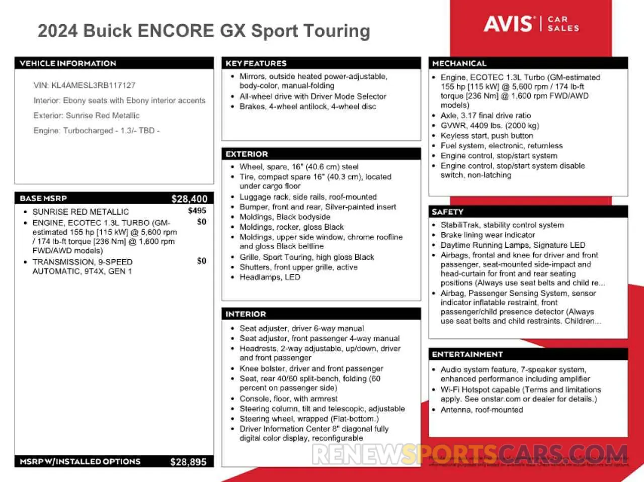 13 fotografías del automóvil dañado KL4AMESL3RB117127 BUICK ENCORE 2024