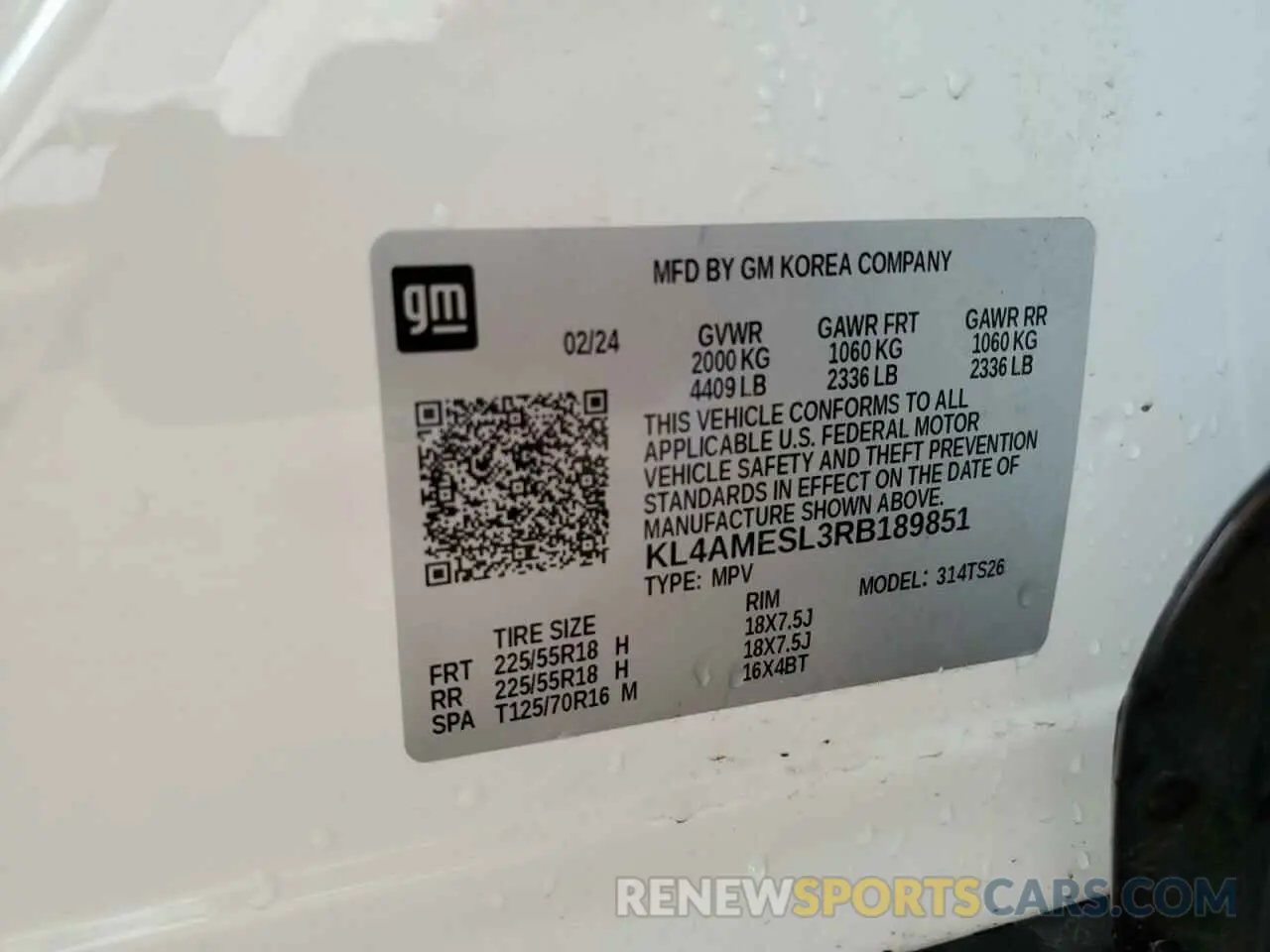 14 fotografías del automóvil dañado KL4AMESL3RB189851 BUICK ENCORE 2024