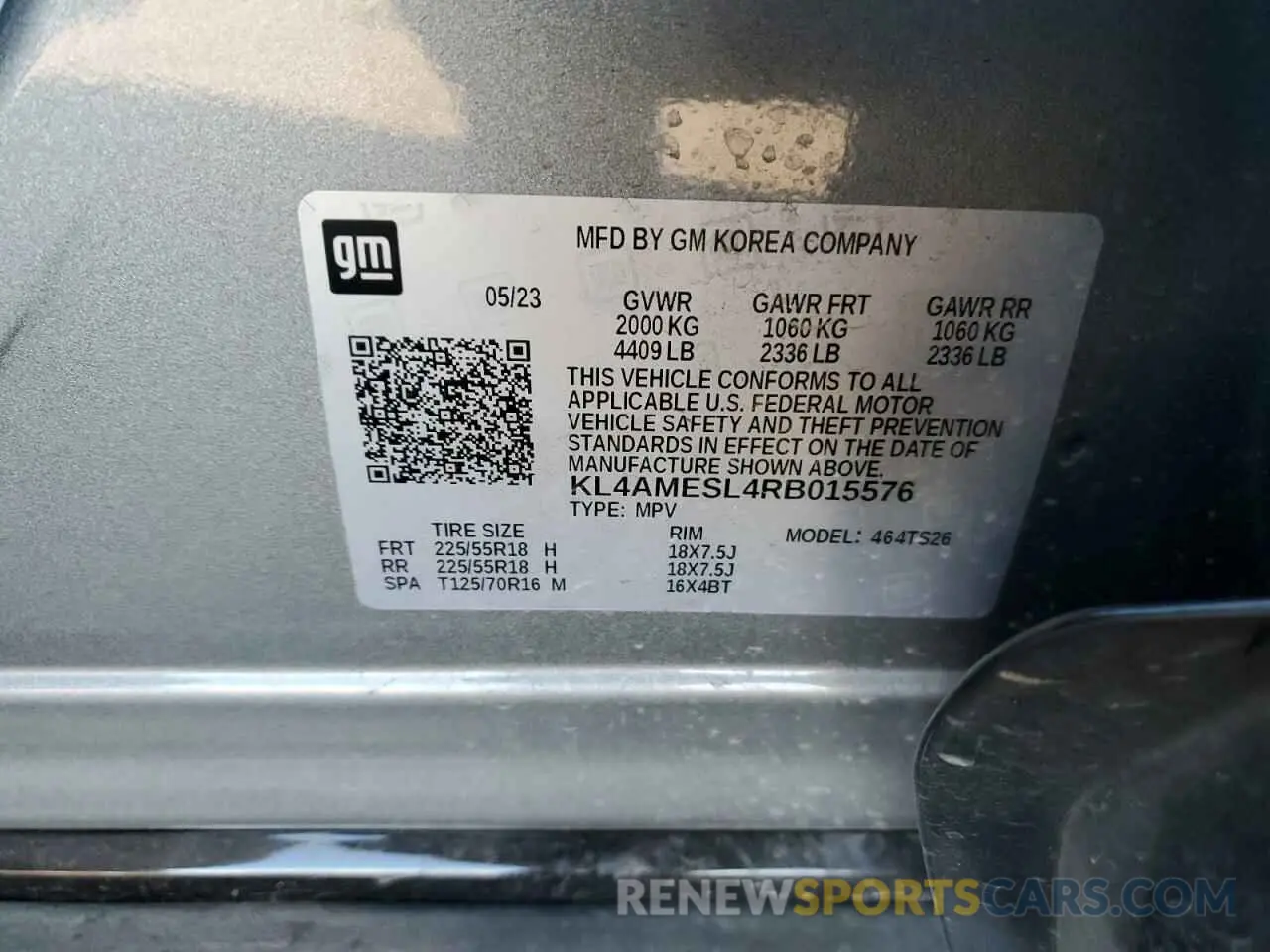 13 fotografías del automóvil dañado KL4AMESL4RB015576 BUICK ENCORE 2024