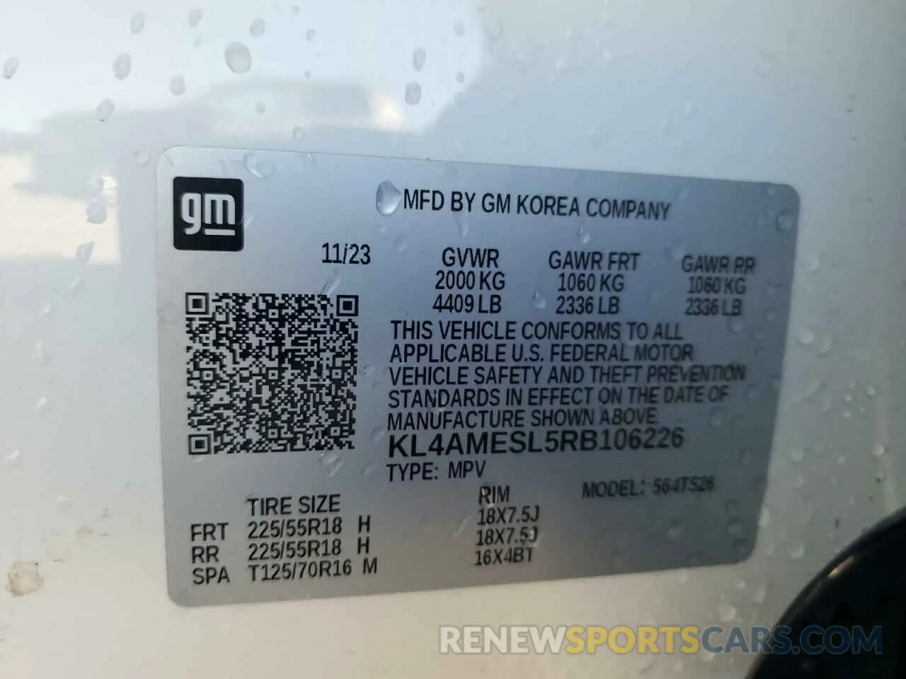 13 fotografías del automóvil dañado KL4AMESL5RB106226 BUICK ENCORE 2024