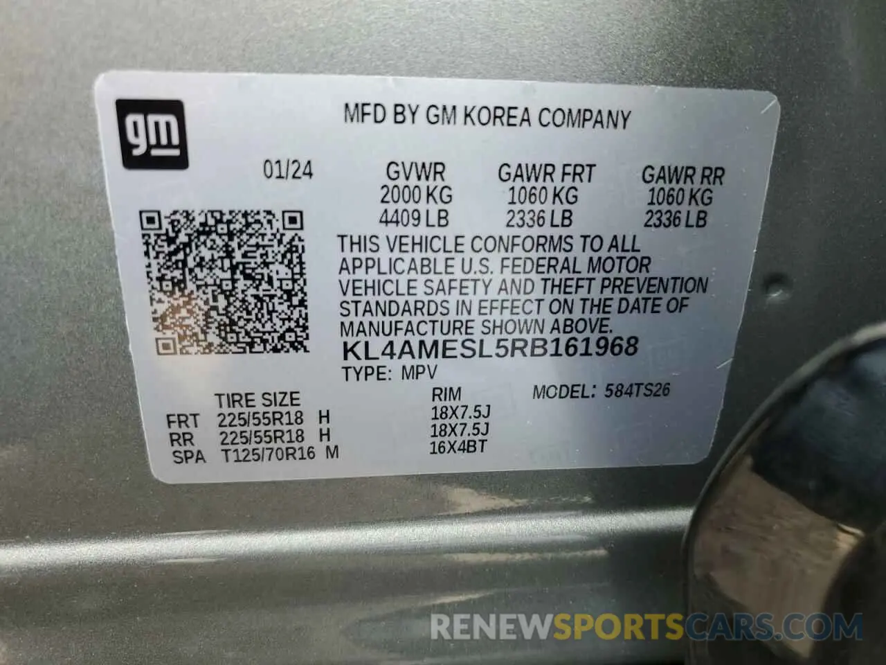 14 fotografías del automóvil dañado KL4AMESL5RB161968 BUICK ENCORE 2024