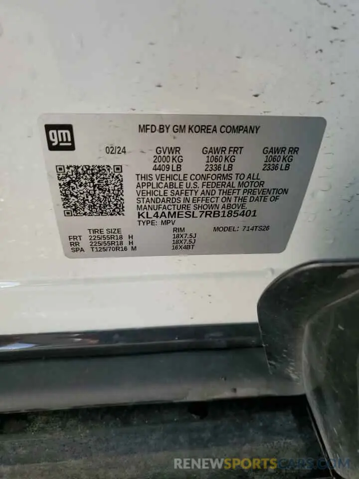 12 fotografías del automóvil dañado KL4AMESL7RB185401 BUICK ENCORE 2024