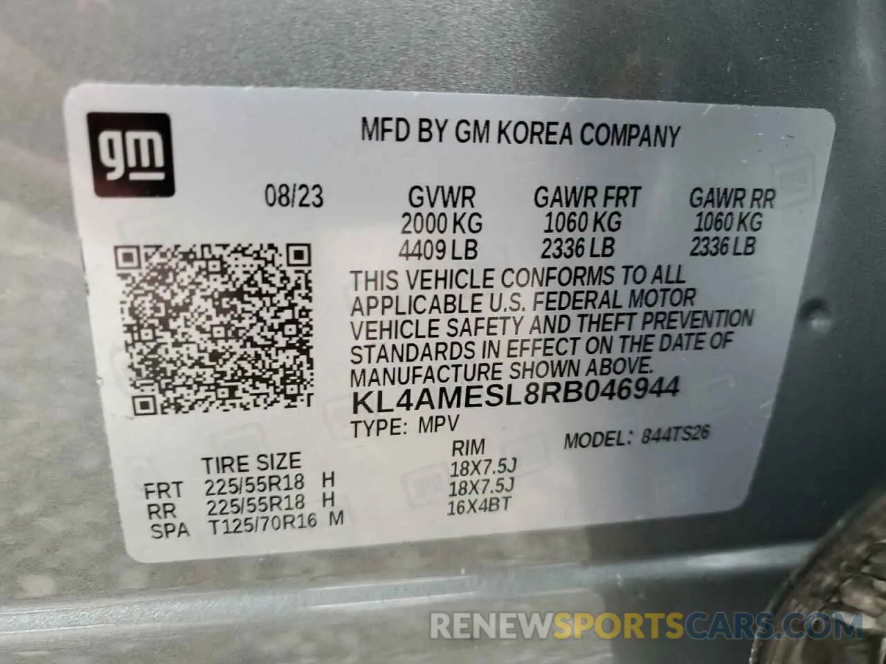 13 fotografías del automóvil dañado KL4AMESL8RB046944 BUICK ENCORE 2024