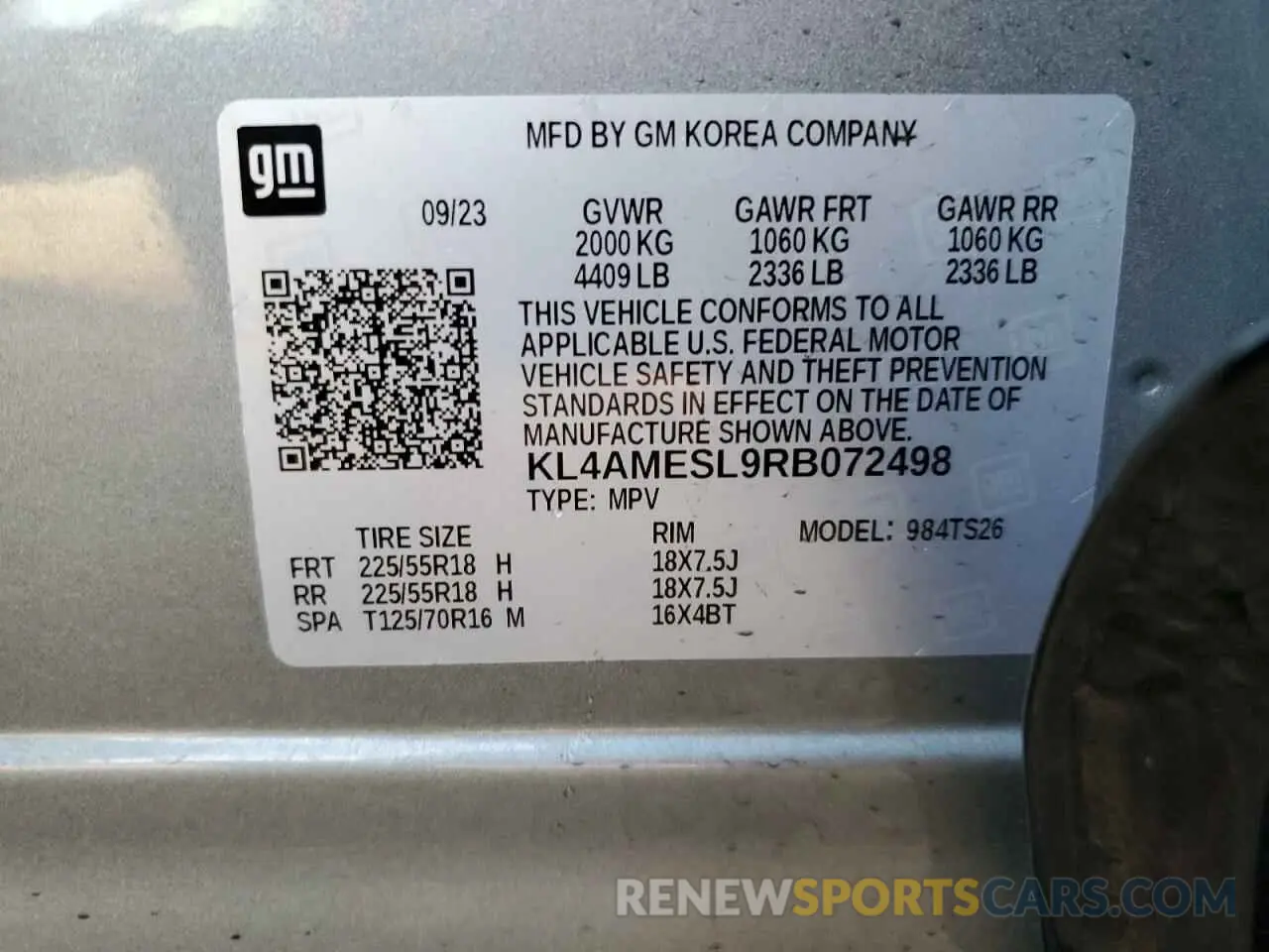 13 fotografías del automóvil dañado KL4AMESL9RB072498 BUICK ENCORE 2024