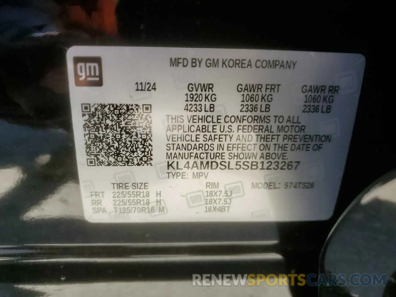 14 fotografías del automóvil dañado KL4AMDSL5SB123267 BUICK ENCORE 2025