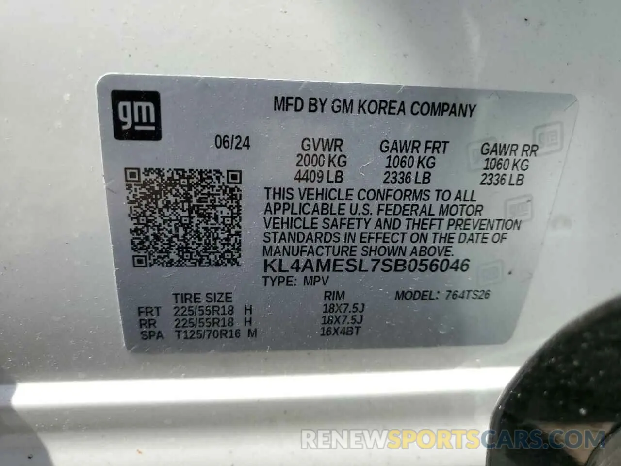 14 fotografías del automóvil dañado KL4AMESL7SB056046 BUICK ENCORE 2025