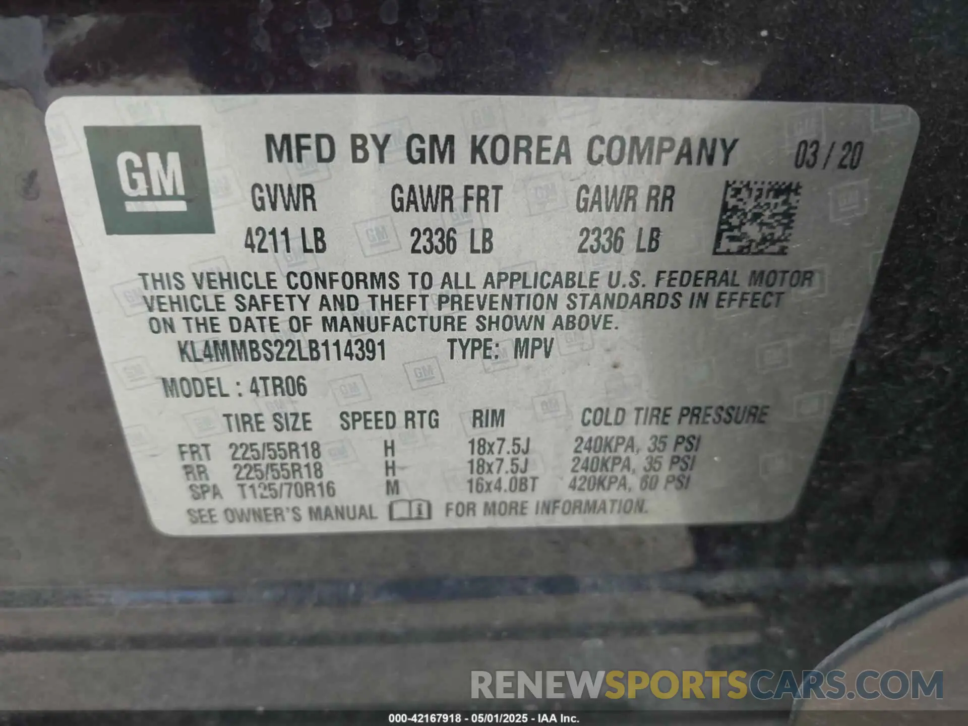 9 fotografías del automóvil dañado KL4MMBS22LB114391 BUICK ENCORE GX 2020