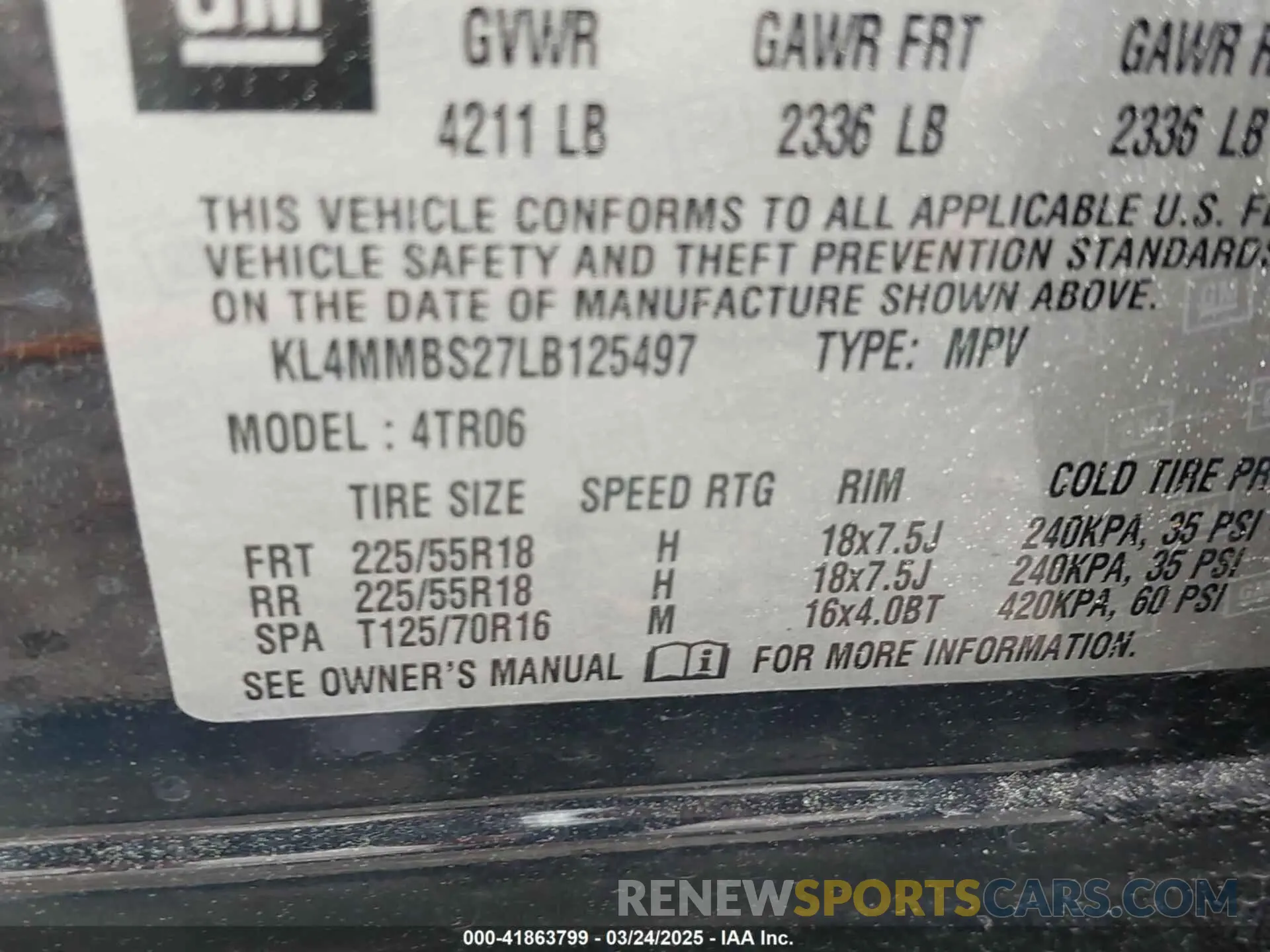 9 fotografías del automóvil dañado KL4MMBS27LB125497 BUICK ENCORE GX 2020