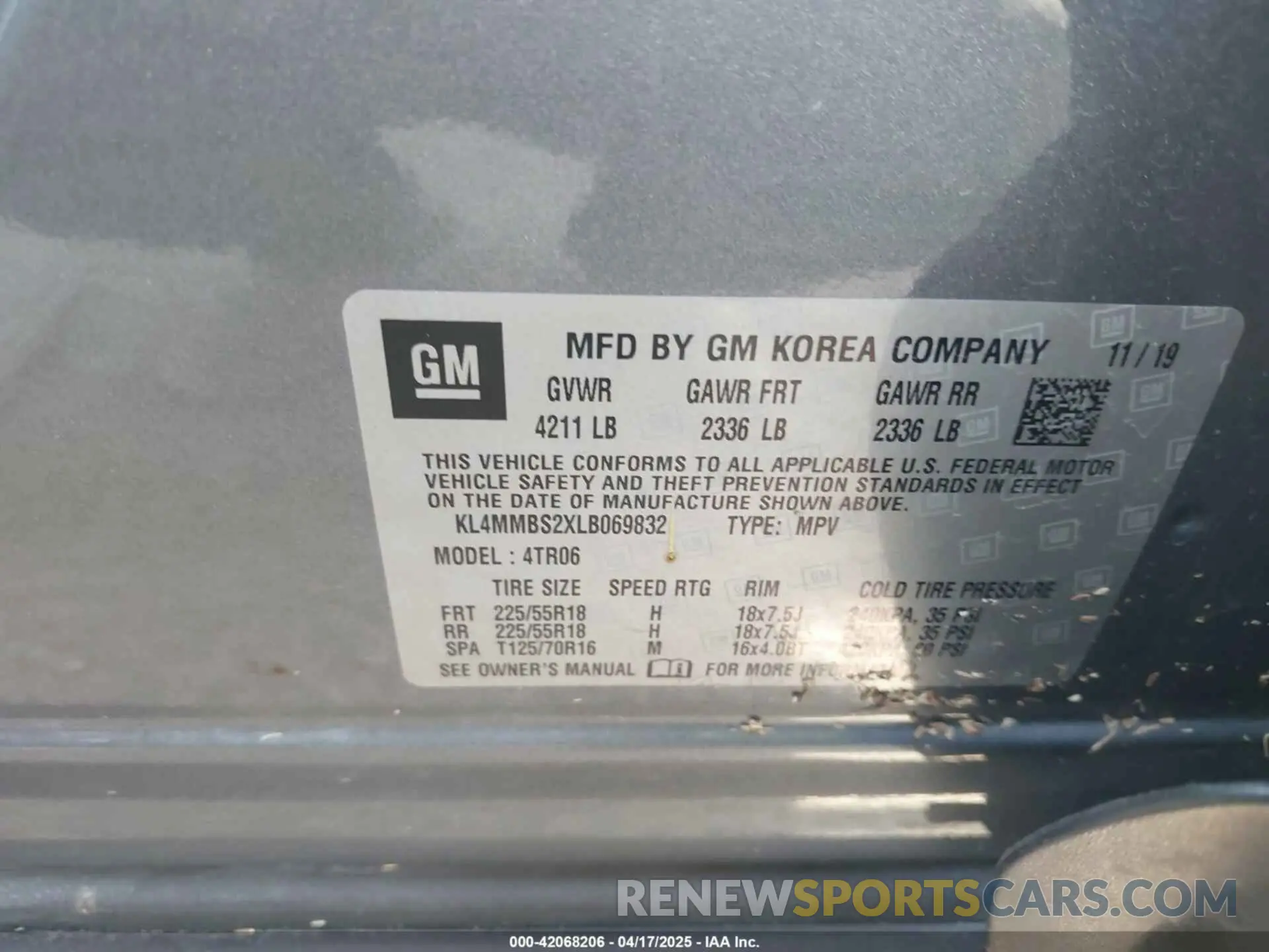 9 fotografías del automóvil dañado KL4MMBS2XLB069832 BUICK ENCORE GX 2020