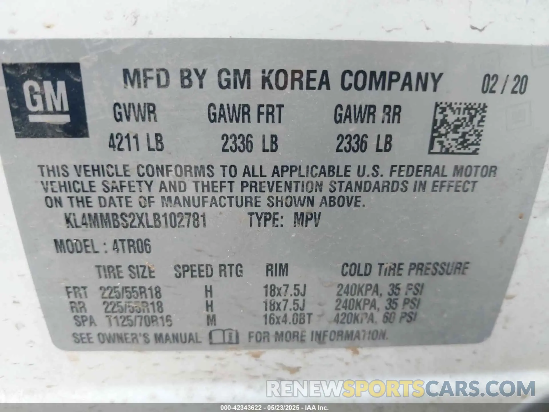 9 fotografías del automóvil dañado KL4MMBS2XLB102781 BUICK ENCORE GX 2020
