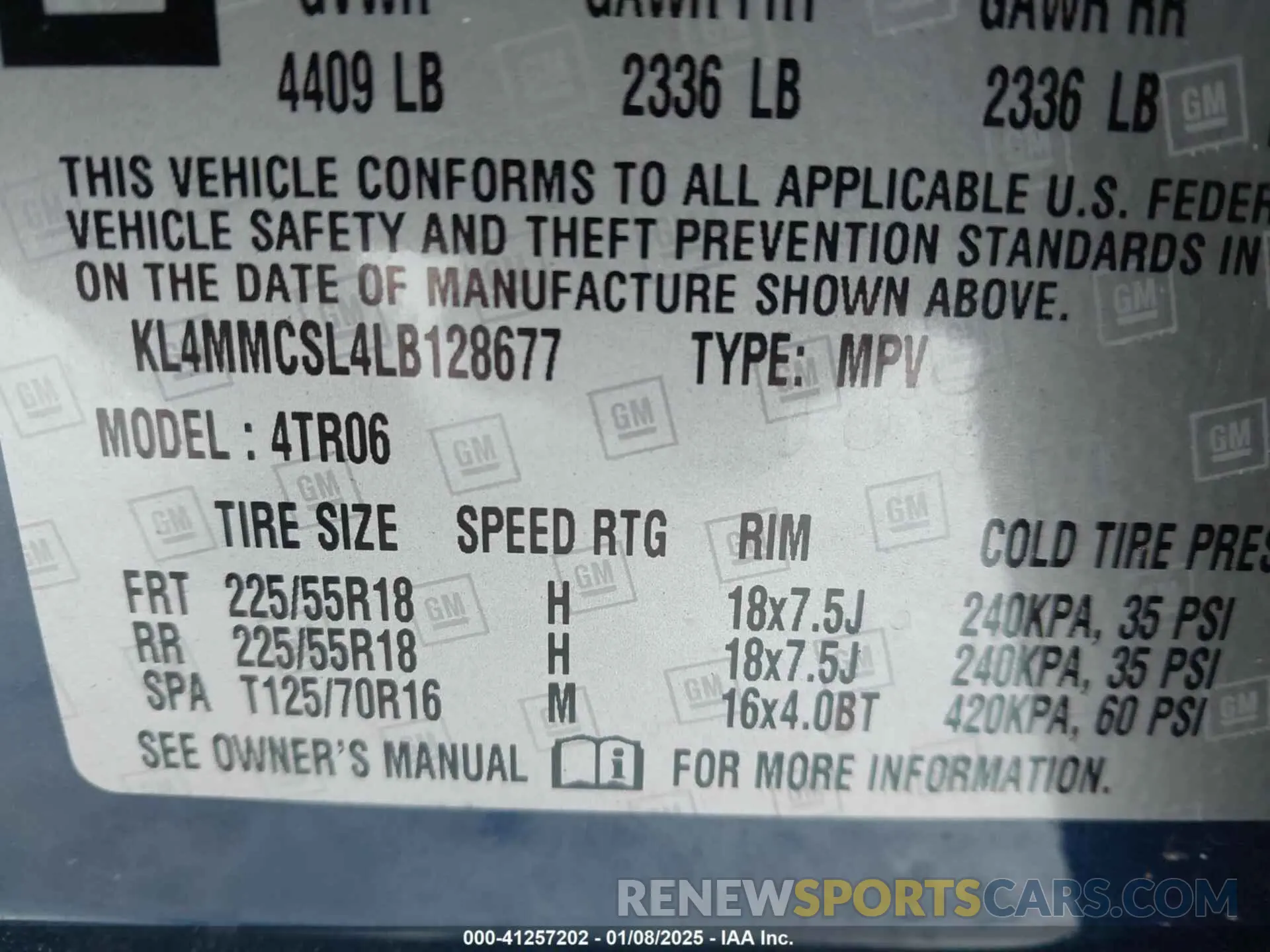 9 fotografías del automóvil dañado KL4MMCSL4LB128677 BUICK ENCORE GX 2020