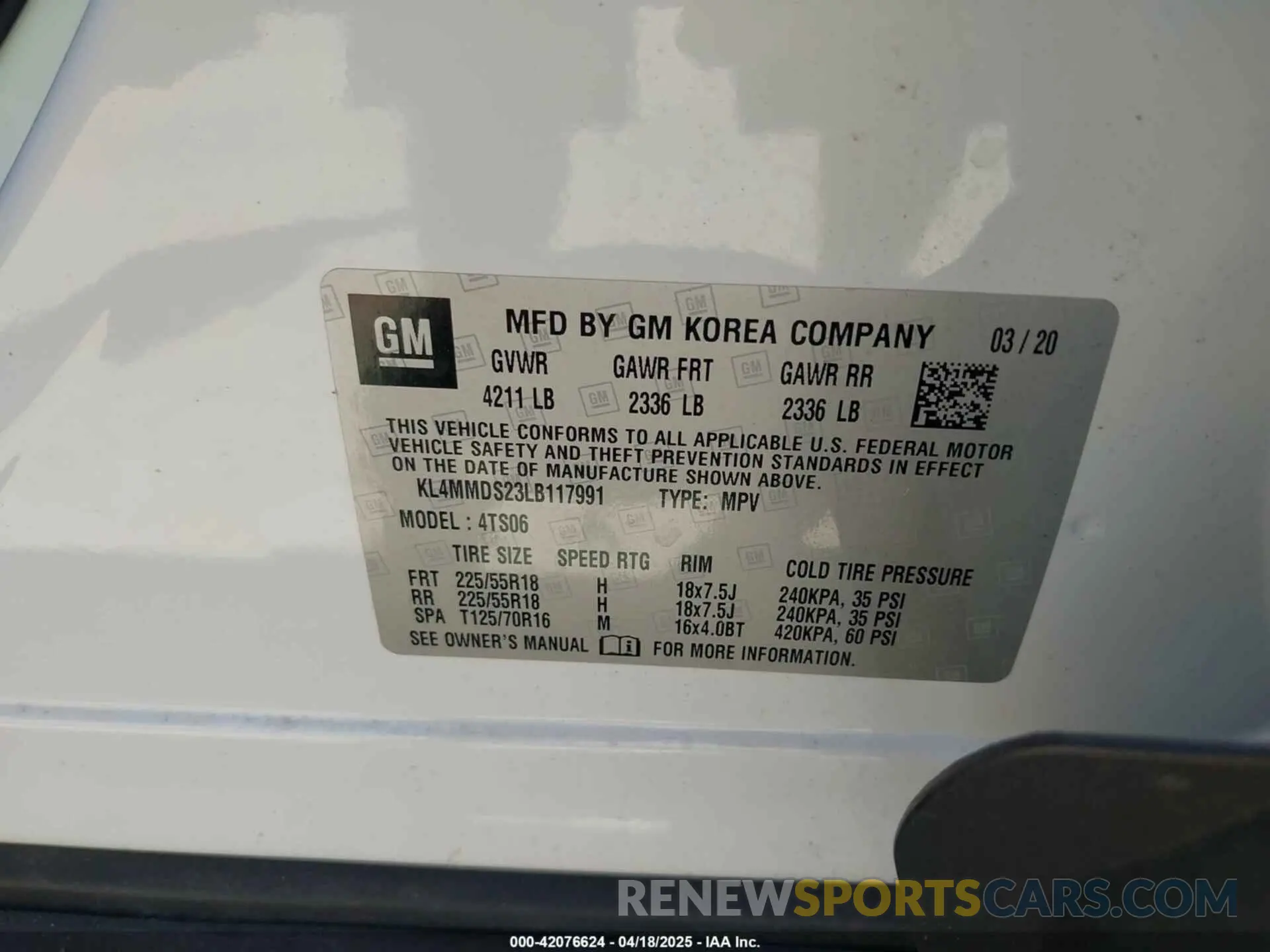 9 fotografías del automóvil dañado KL4MMDS23LB117991 BUICK ENCORE GX 2020