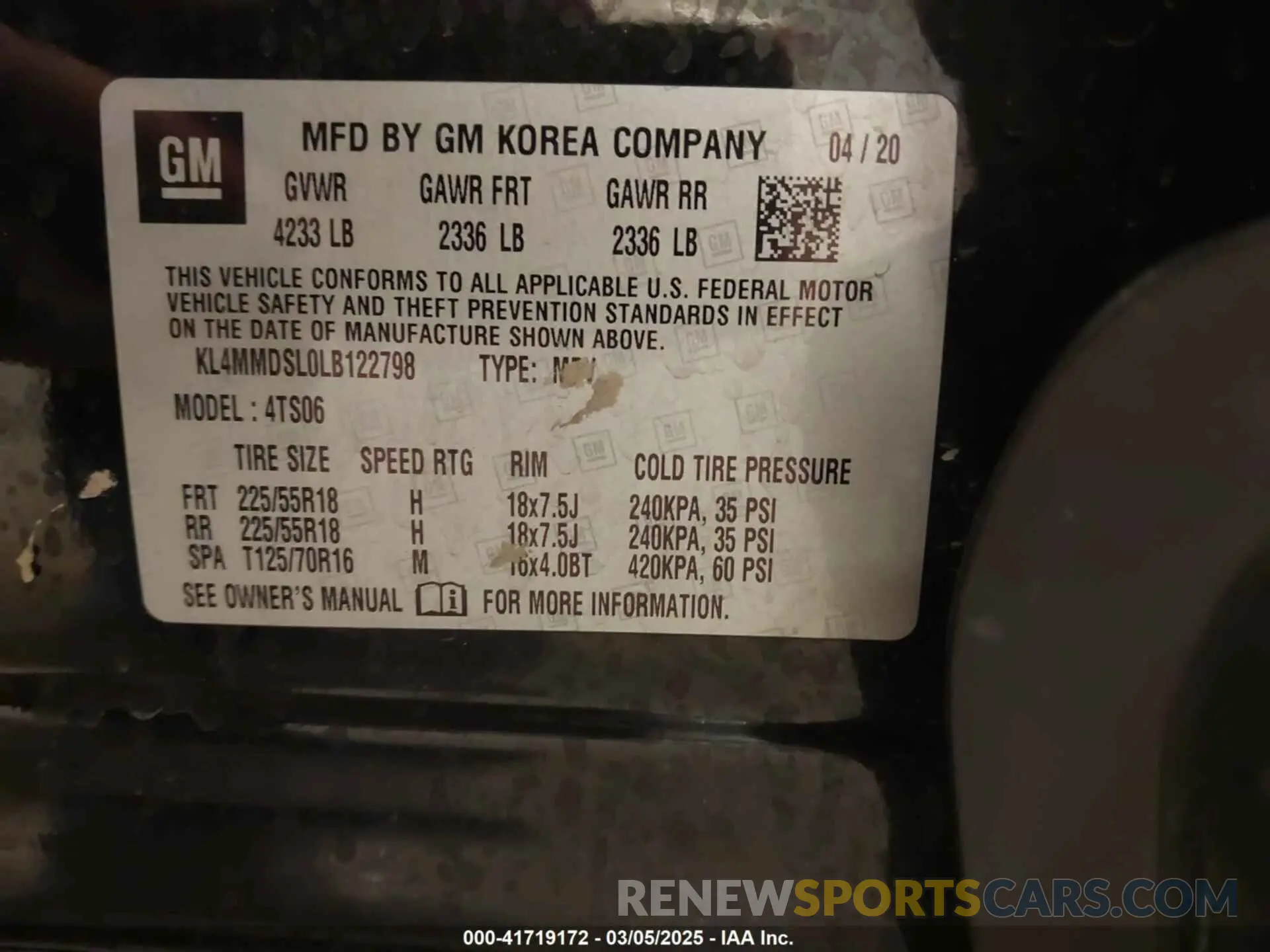 9 fotografías del automóvil dañado KL4MMDSL0LB122798 BUICK ENCORE GX 2020