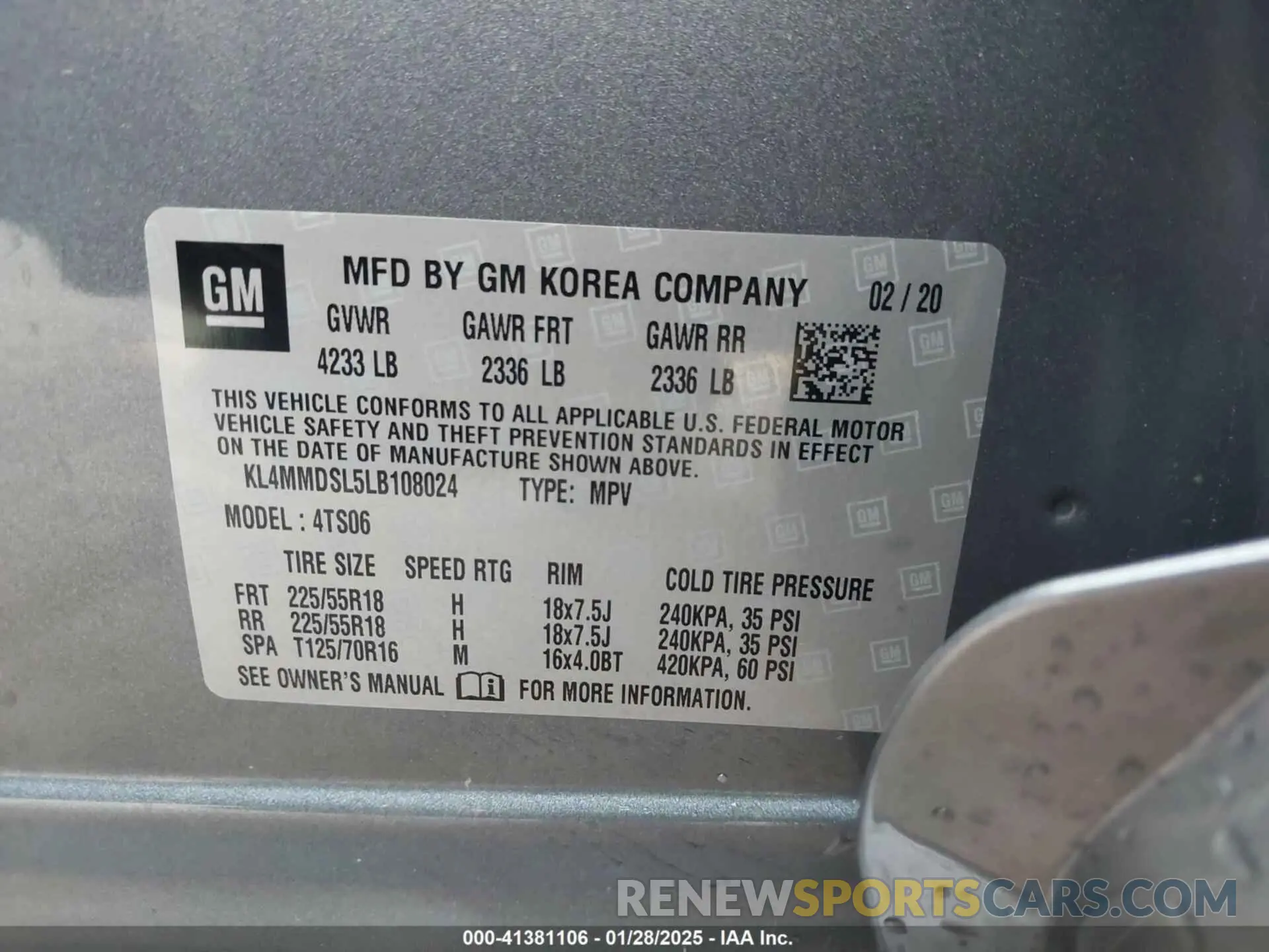 9 fotografías del automóvil dañado KL4MMDSL5LB108024 BUICK ENCORE GX 2020