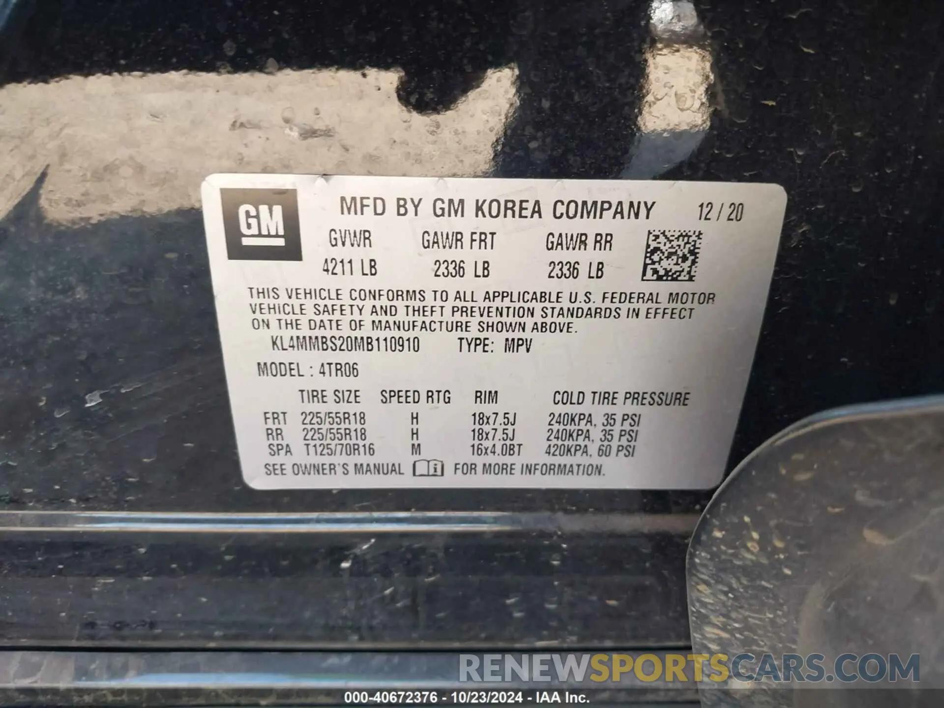 9 fotografías del automóvil dañado KL4MMBS20MB110910 BUICK ENCORE GX 2021