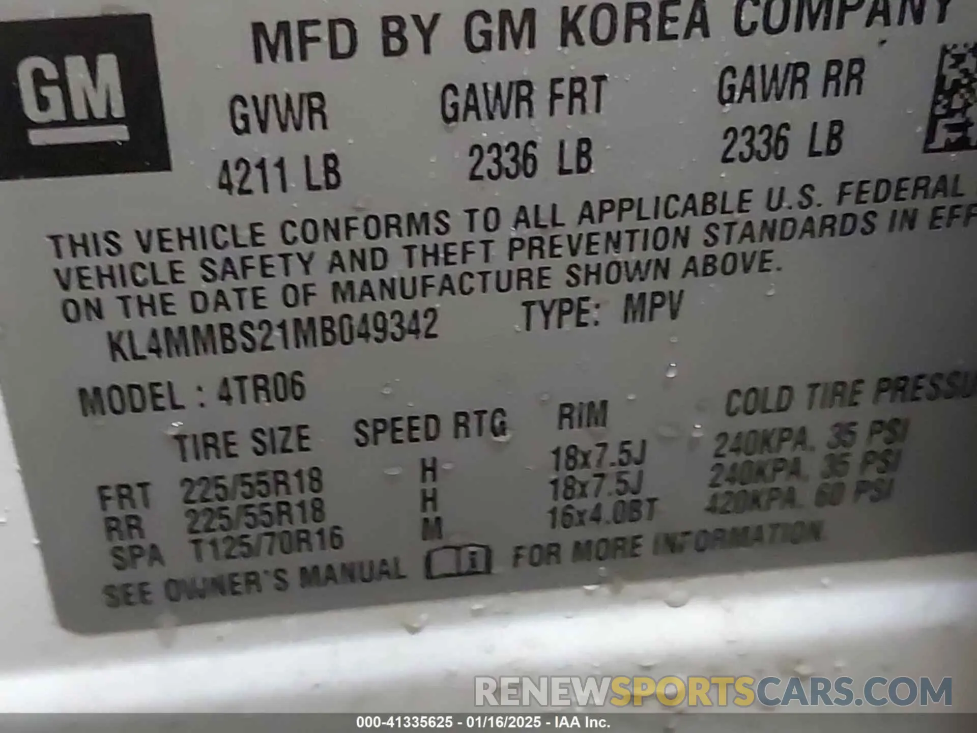 9 fotografías del automóvil dañado KL4MMBS21MB049342 BUICK ENCORE GX 2021