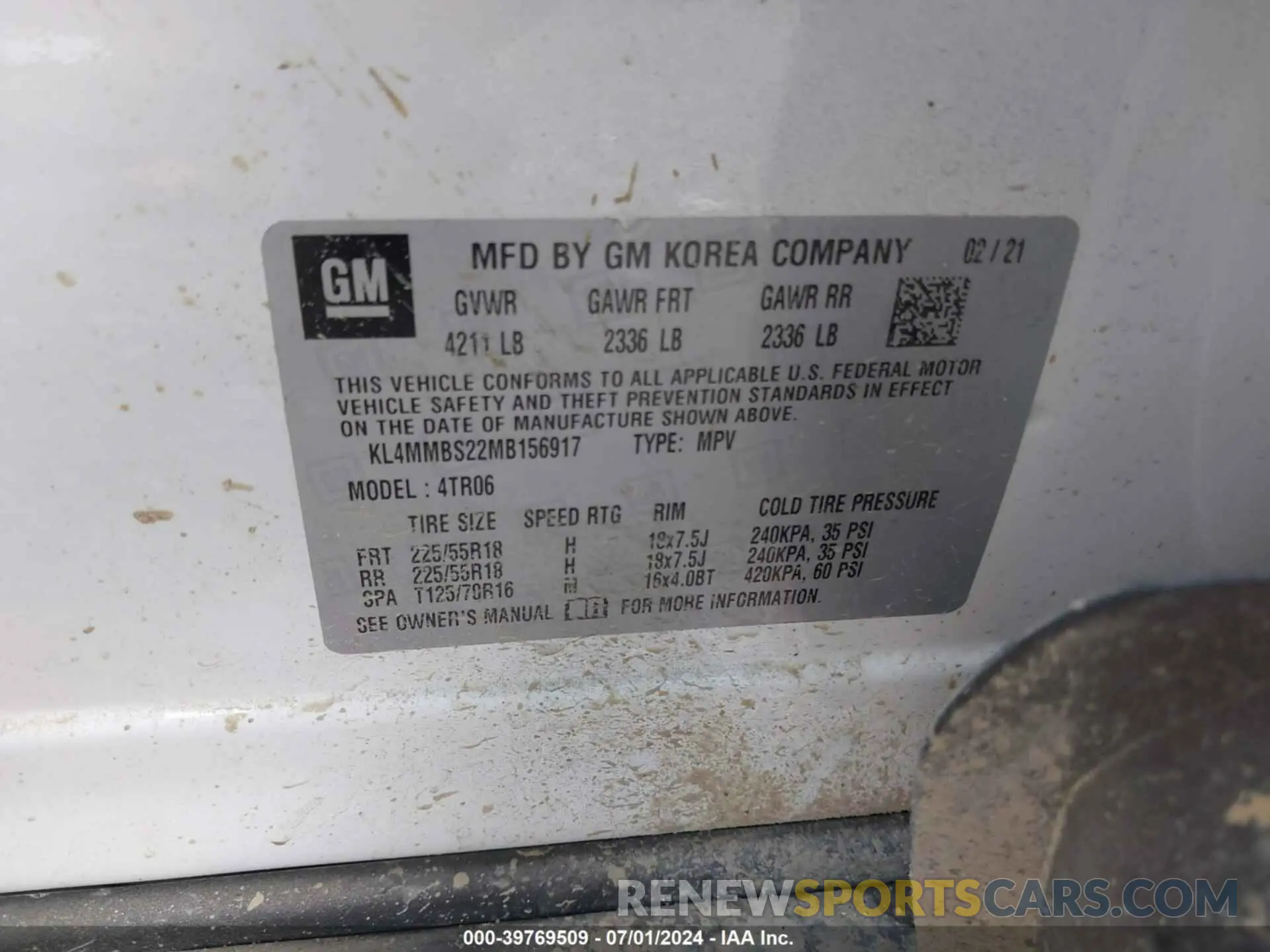 9 fotografías del automóvil dañado KL4MMBS22MB156917 BUICK ENCORE GX 2021