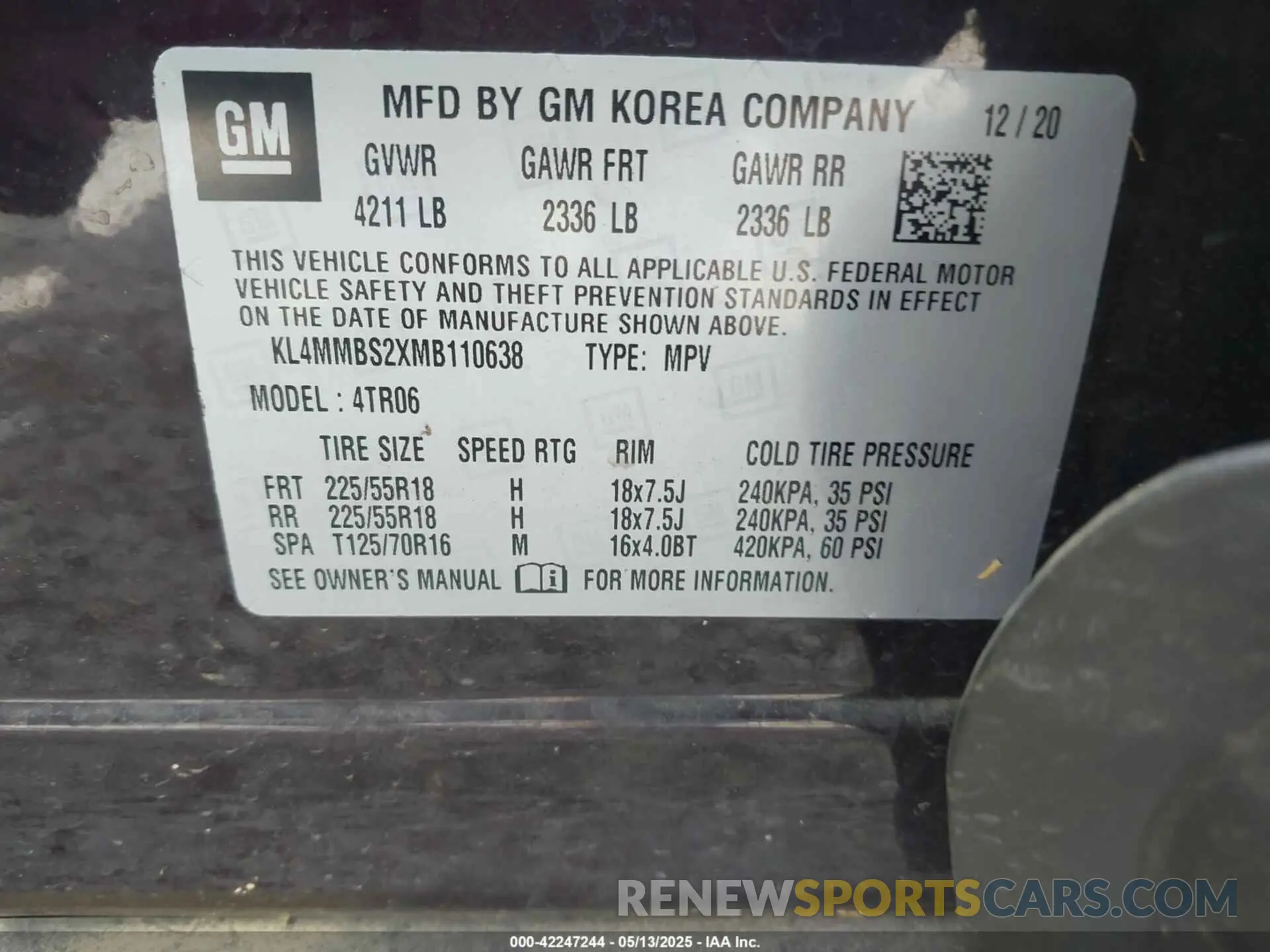 9 fotografías del automóvil dañado KL4MMBS2XMB110638 BUICK ENCORE GX 2021