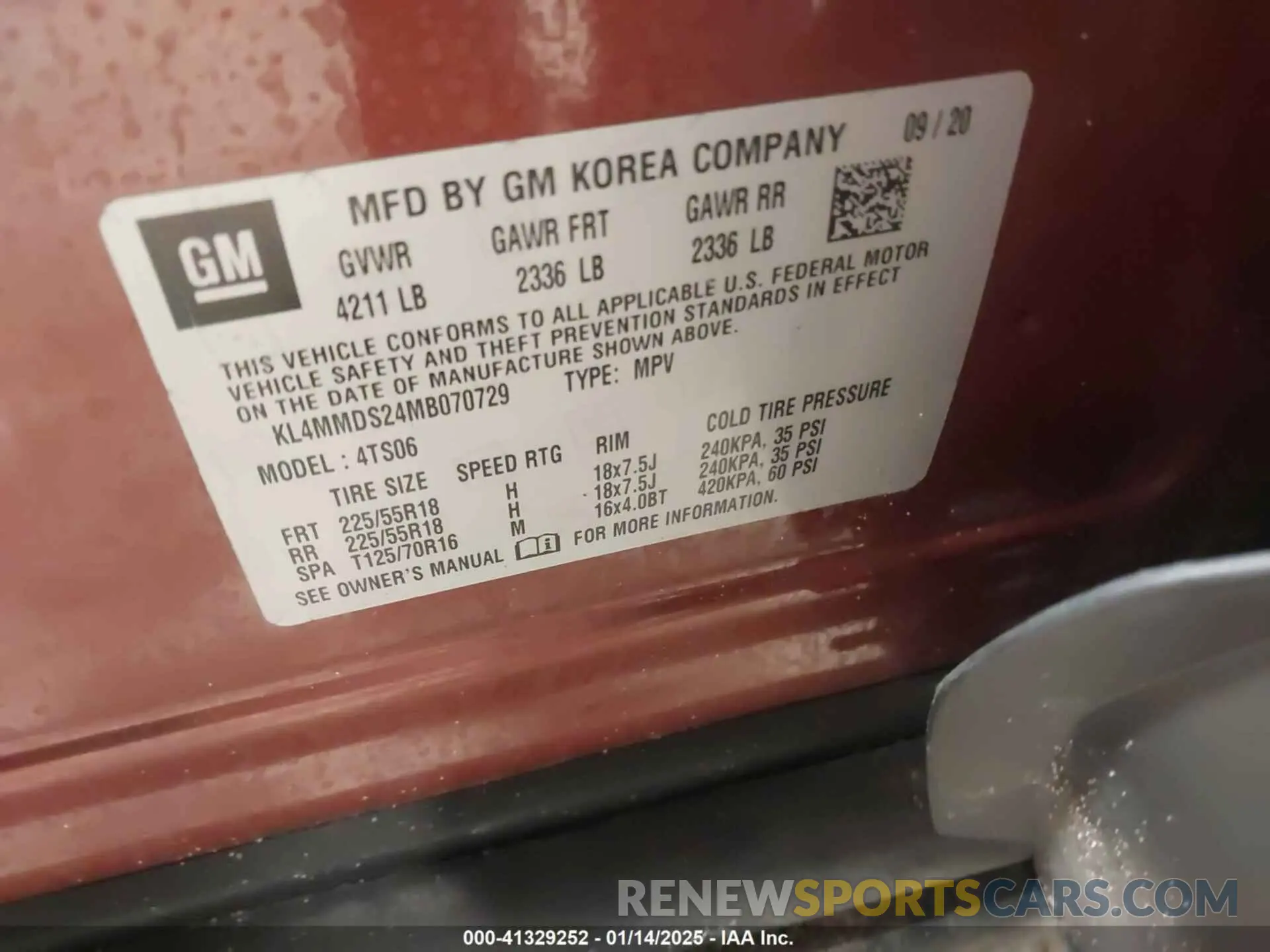 9 fotografías del automóvil dañado KL4MMDS24MB070729 BUICK ENCORE GX 2021