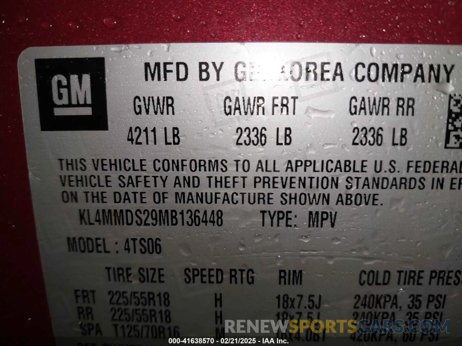 9 fotografías del automóvil dañado KL4MMDS29MB136448 BUICK ENCORE GX 2021