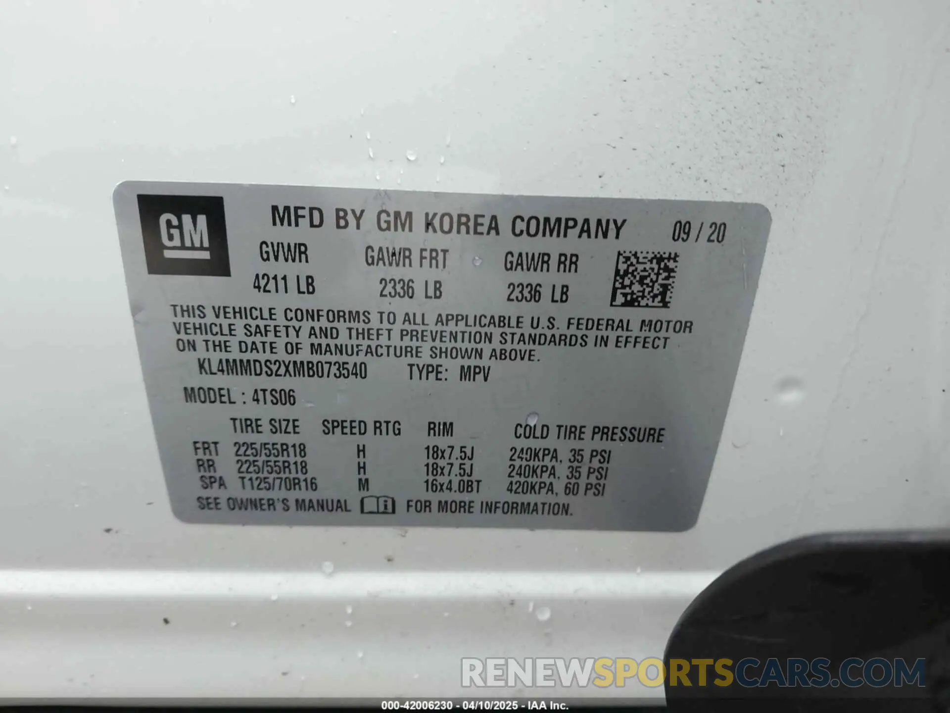 9 fotografías del automóvil dañado KL4MMDS2XMB073540 BUICK ENCORE GX 2021