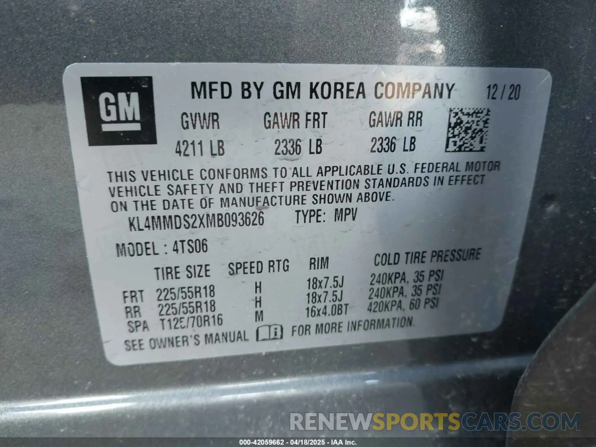 9 fotografías del automóvil dañado KL4MMDS2XMB093626 BUICK ENCORE GX 2021