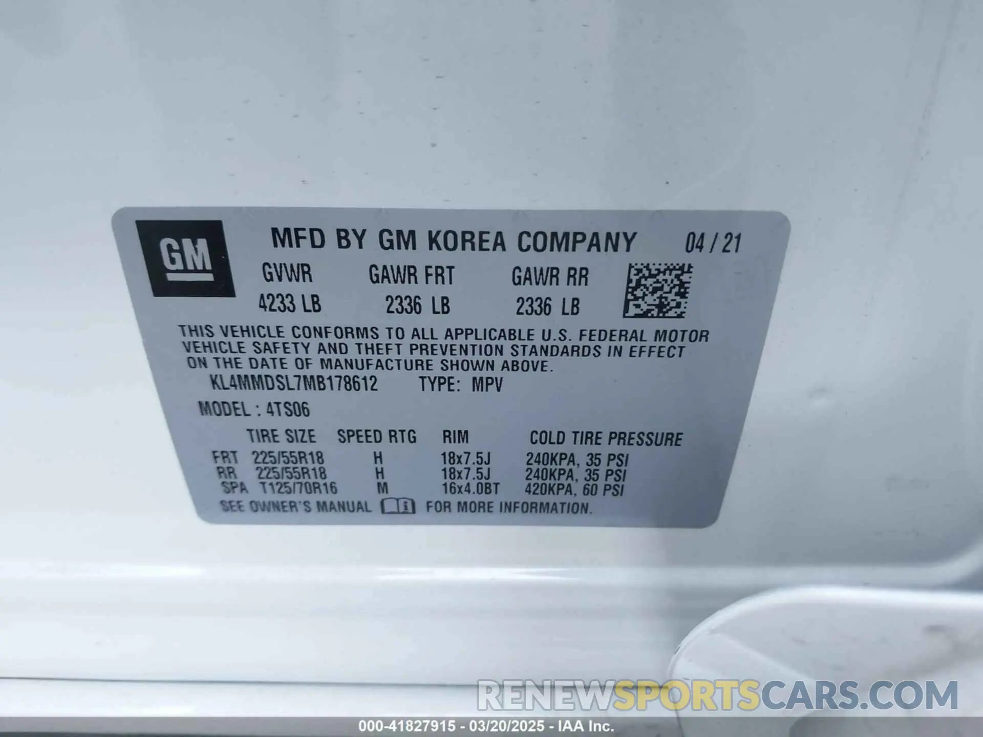 9 fotografías del automóvil dañado KL4MMDSL7MB178612 BUICK ENCORE GX 2021