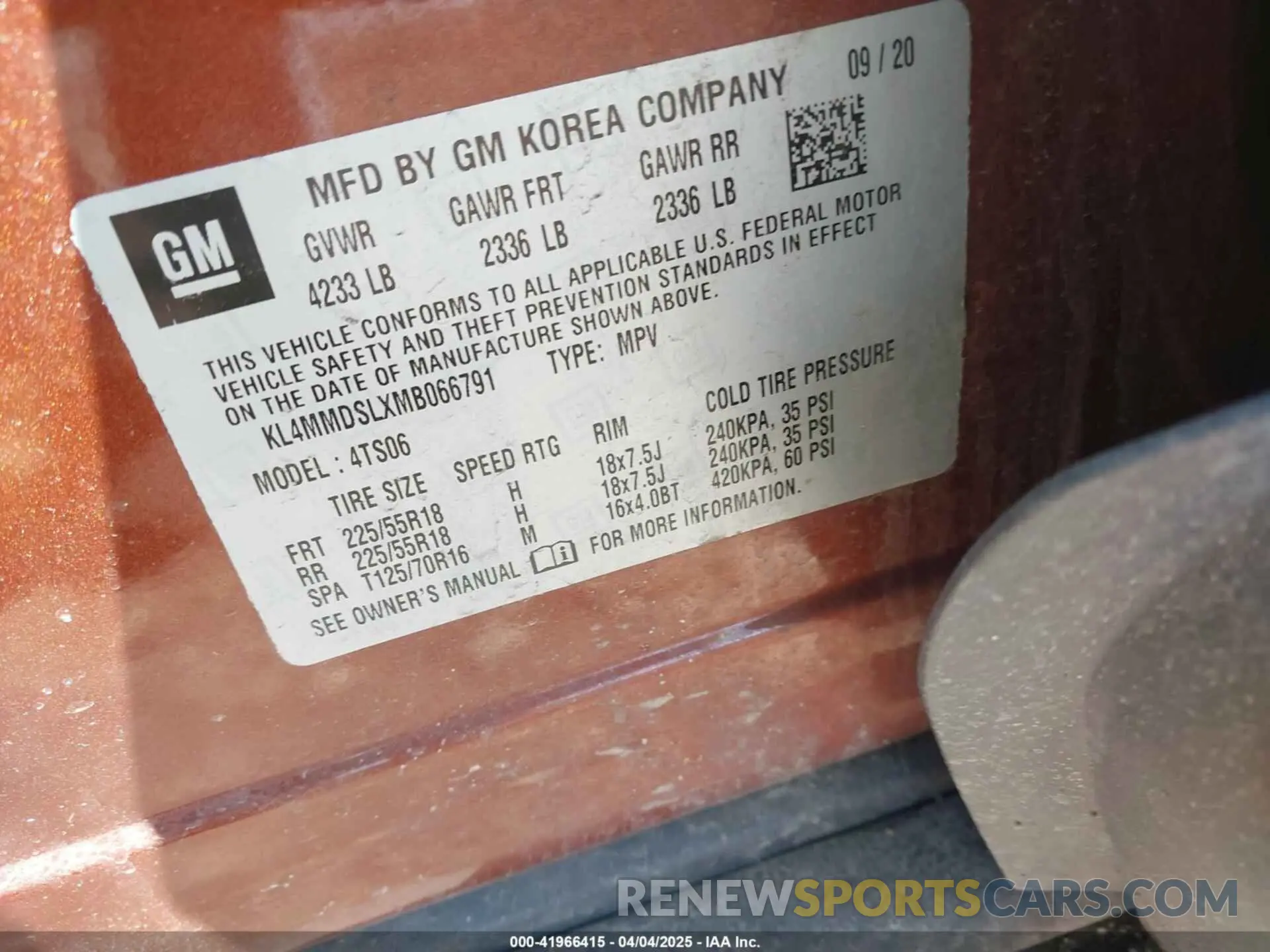 9 fotografías del automóvil dañado KL4MMDSLXMB066791 BUICK ENCORE GX 2021