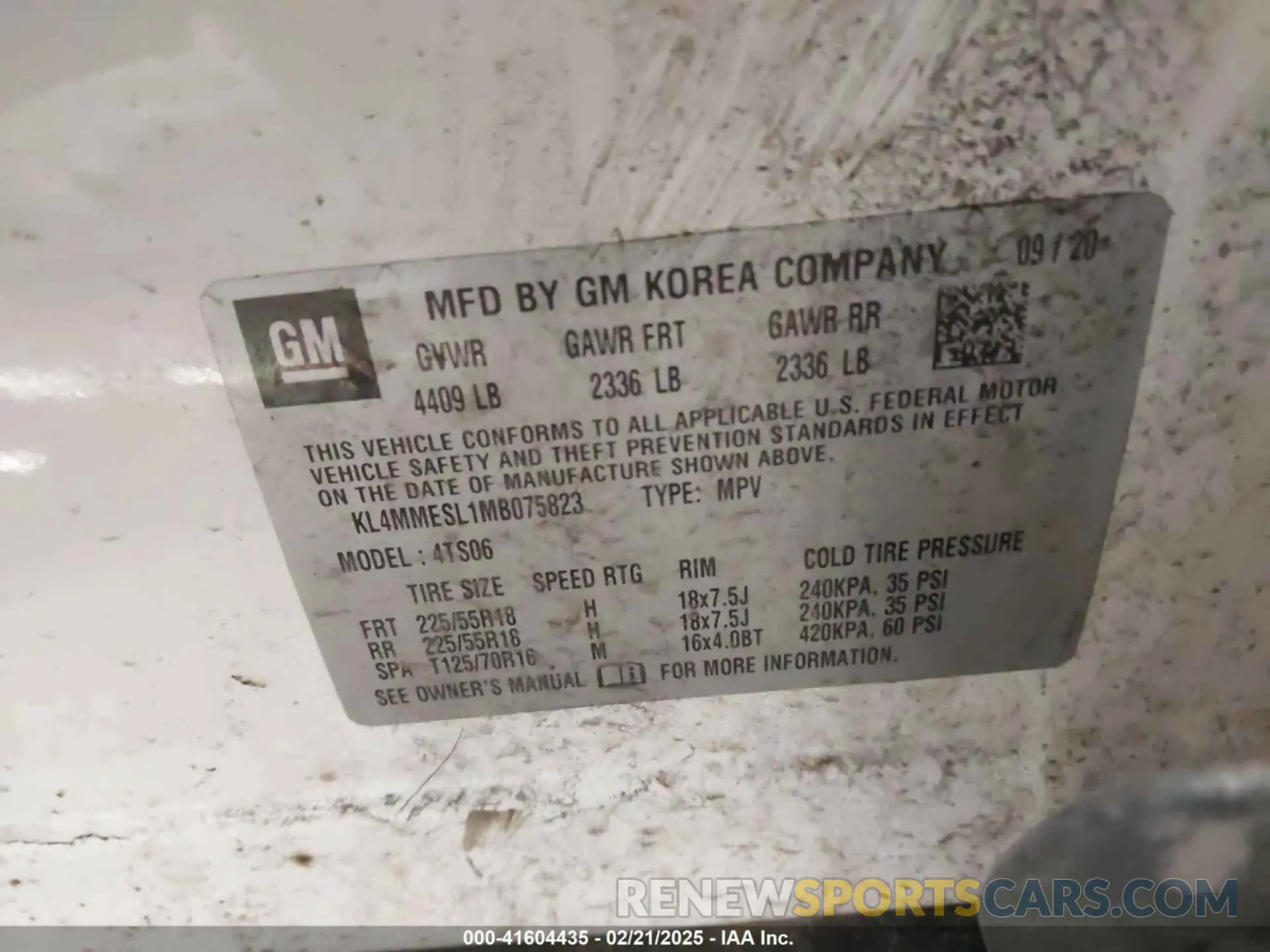 9 fotografías del automóvil dañado KL4MMESL1MB075823 BUICK ENCORE GX 2021